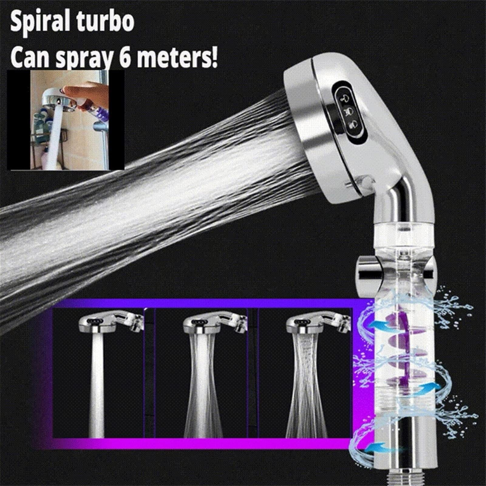 Cabezal de Ducha Turbo SPA de 360°, Cabezal de Ducha hidráulico de Mano con Tres interruptores de Modo, Cabezales de Ducha con Boquilla de Ducha de Mano de Alta presión (Color: C) (C)