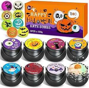 Amazon.com: Toidgy Halloween Witch Cauldron Themed Bath Bomb with Squishy Toy, 8 Packs Bubble ...