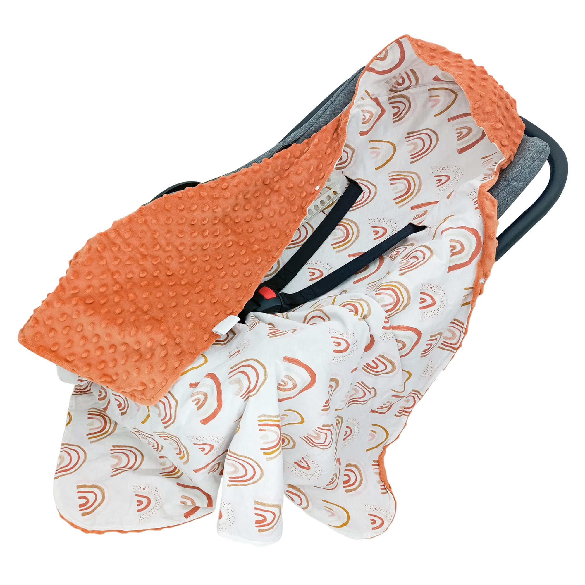 Miracle Baby Coperta Avvolgente in Cotone 90x90cm, Copertina Multifunzionale Universale per Neonati, Passeggino, Ovetto e Seggiolino Auto, Reversibile per Quattro Stagioni, Arcobaleno