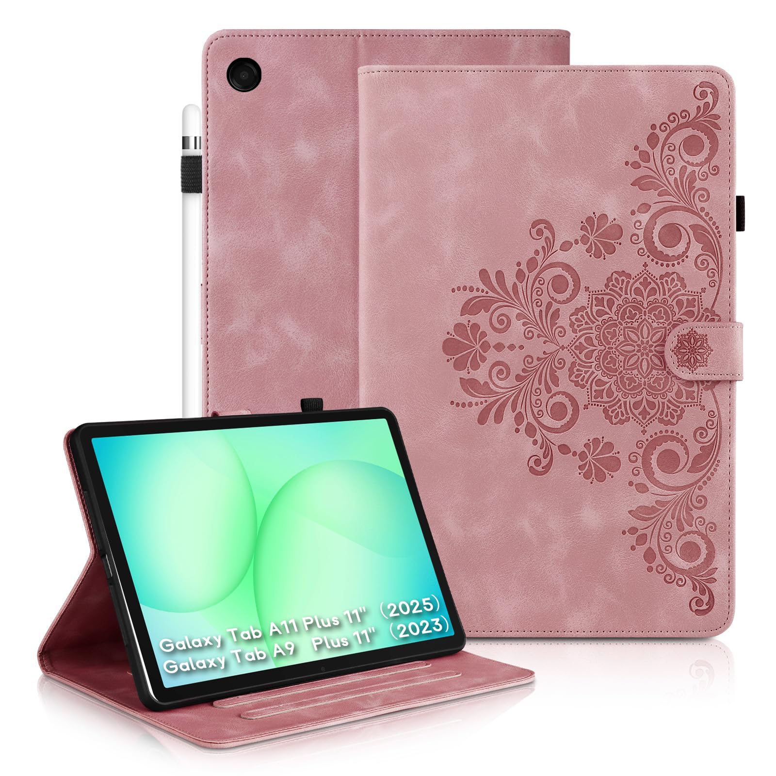 Galaxy Tab A11+ Plus Case 11" Inch, Mantala Soft Touch Premium TPU Made with Card Slots and Kickstand, Velvety-Like Texture Water-Proof Precise Cutouts Compatible with Galaxy Tab A9+ 11 Inch Pink