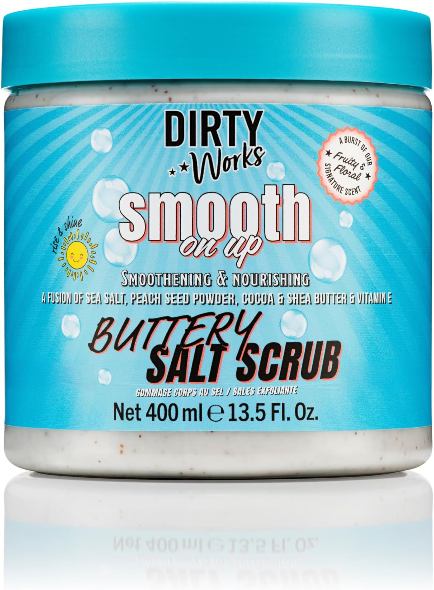 Smooth On Up Buttery Salt Scrub - Natural Sea Salt Exfoliator with Vitamin E for Silky Soft Skin, Pleasant Fragrance, Body Polish 400ml