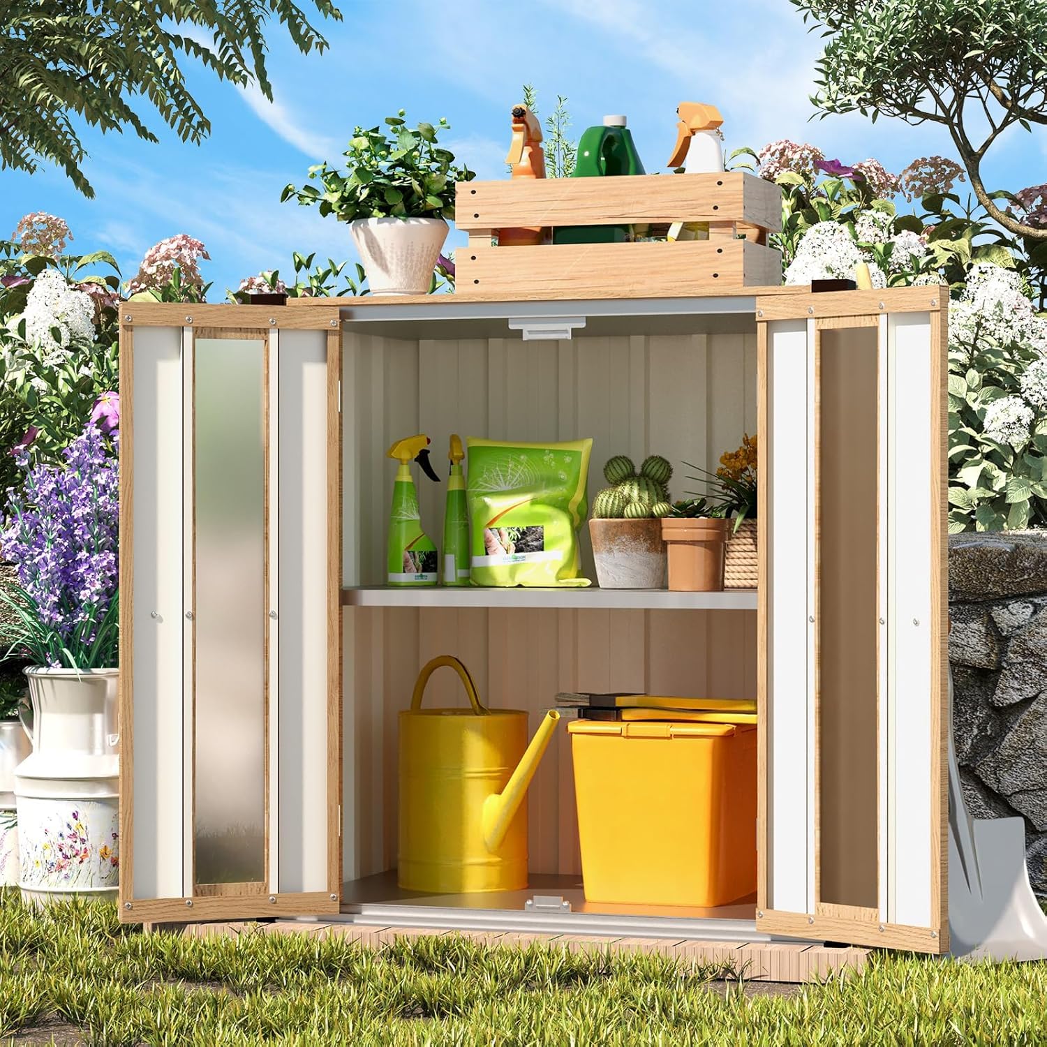 YODOLLA Armoire Rangement Exterieur,Armoire Jardin Placard Exterieur Métal