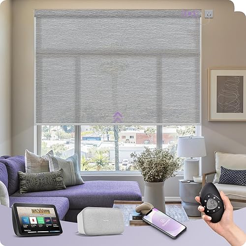 Miniatura 35 de Graywind - Cortinas solares motorizadas compatibles con Alexa, Google, WiFi, casa inteligente, control remoto, persianas eléctricas con filtro