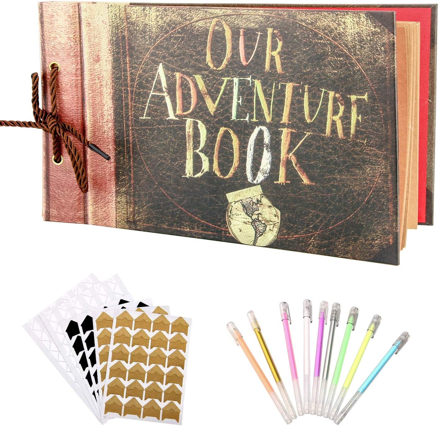 Our Adventure Book,WERTIOO 100 Pages Scrapbook DIY Handmade Photo Album Scrap Book 11.6x7.5 Inch with DIY Accessories Kit for Anniversary, Wedding, Travelling, Baby Shower, etc