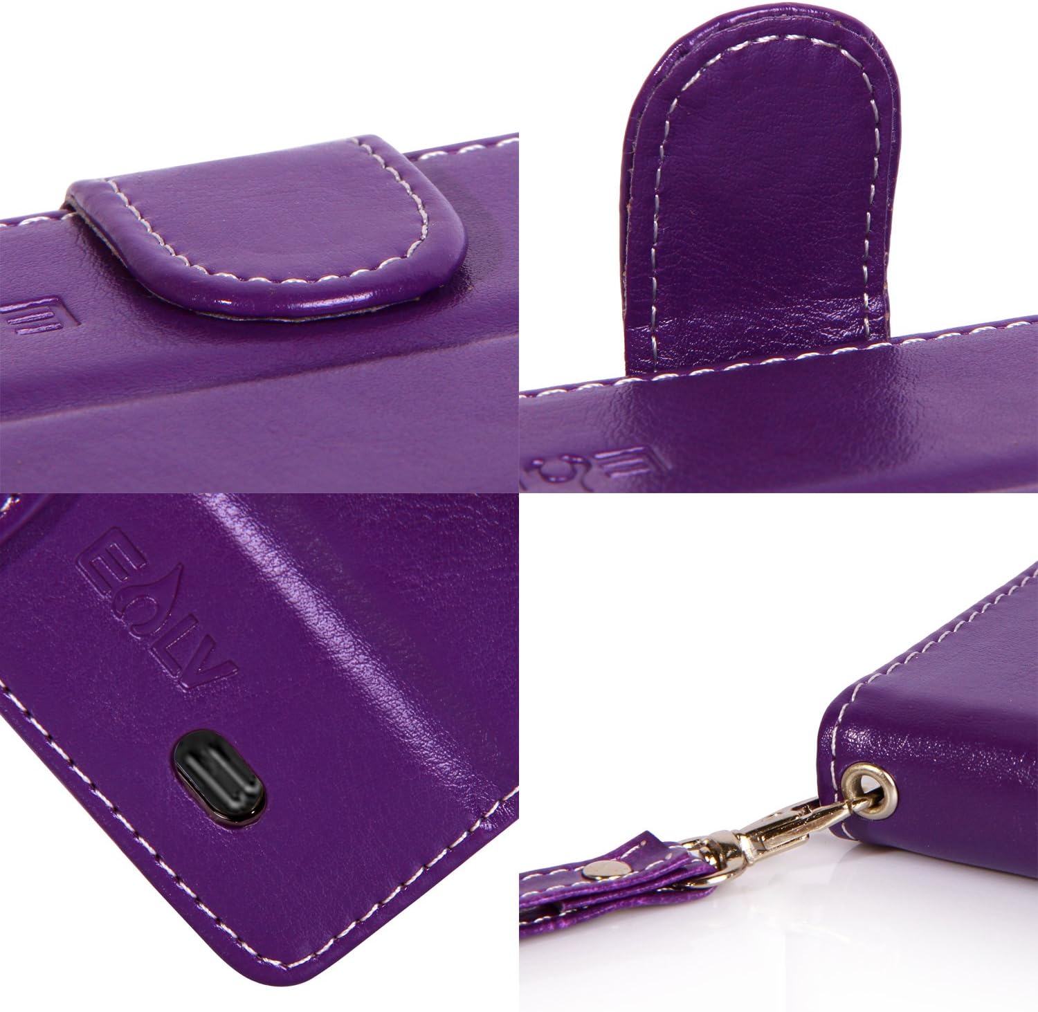 Galaxy S5 ACTIVE Case, Galaxy S5 Active Flip Case - E LV Deluxe PU Leather Folio Wallet Case Cover for Samsung Galaxy S5 Active SM-G870 (Water Resistant Model) - Purple