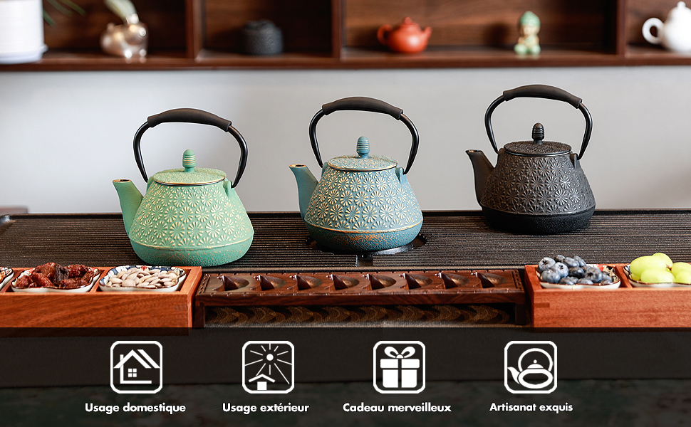 Théière Japonaise En Fonte – Décor Bambou Et Fleurs De Cerisier – 0,85 L