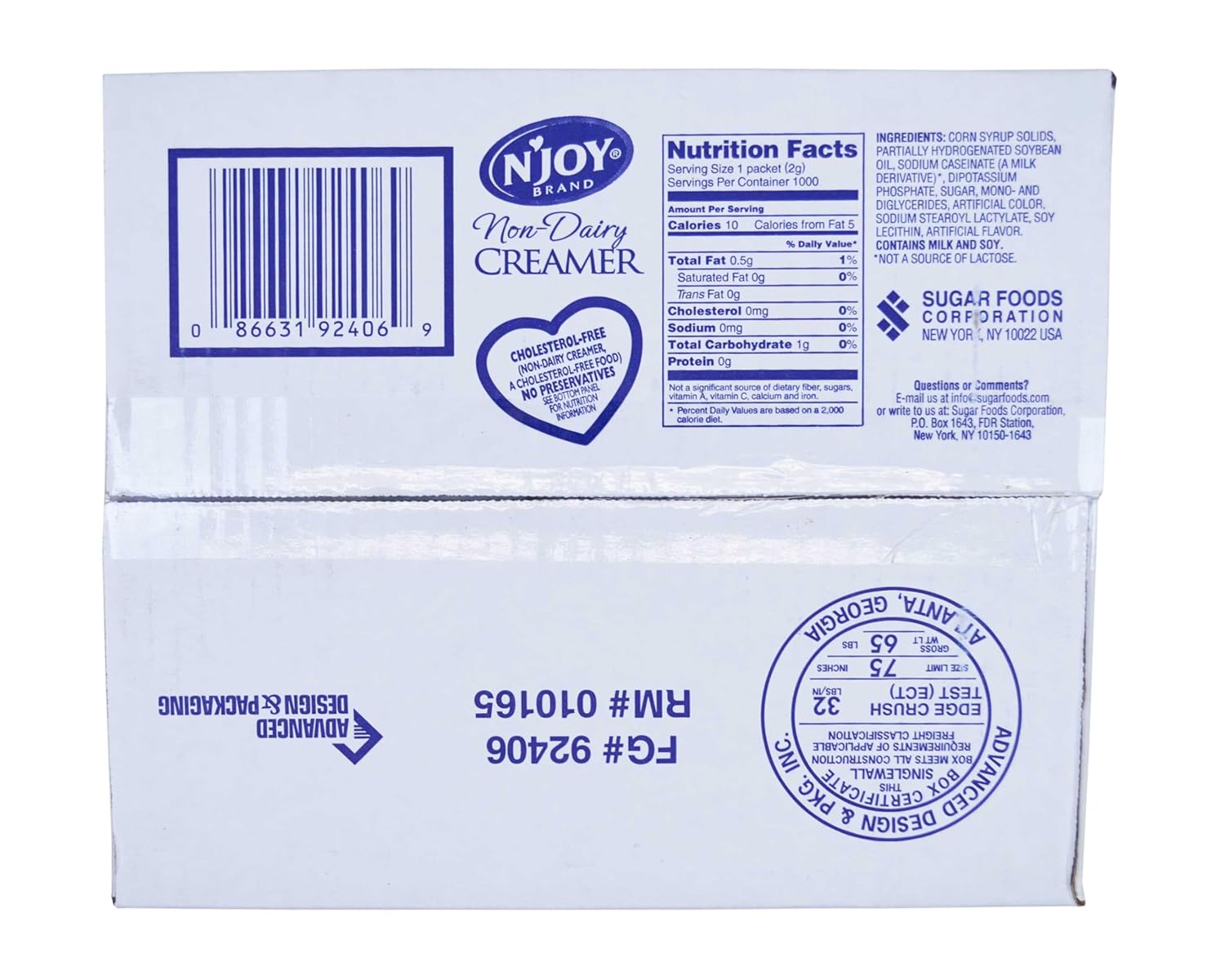 N Joy Non-Dairy Powdered Creamer Packets 1000 Count - Single Serve Portion Control - Cholesterol-Free Lactose-Free - Ideal for Coffee, Tea, Office & Travel