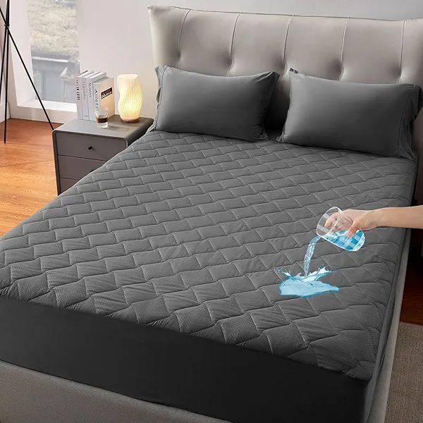 SLEEP ZONE Waterproof Mattress Protector Pad Twin Machine Washable, Breathable Mattress Topper with Deep Pockets, All-Season Use, Hotel Quality (Twin, Grey)