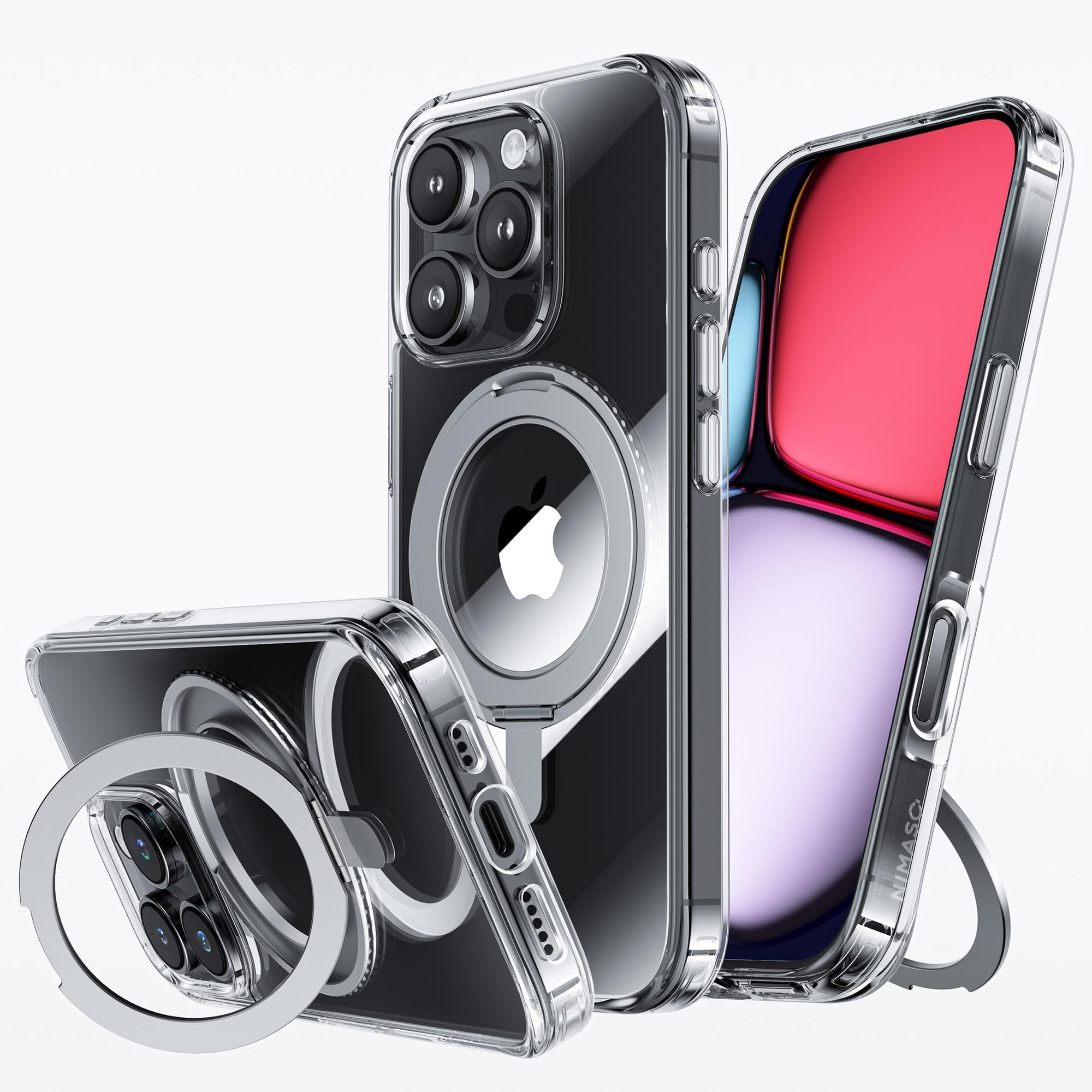 NIMASO for iPhone 16 Pro Case with 360 Spin Magnetic Stand Compatible with MagSafe Shockproof Military-Grade Protection Cover