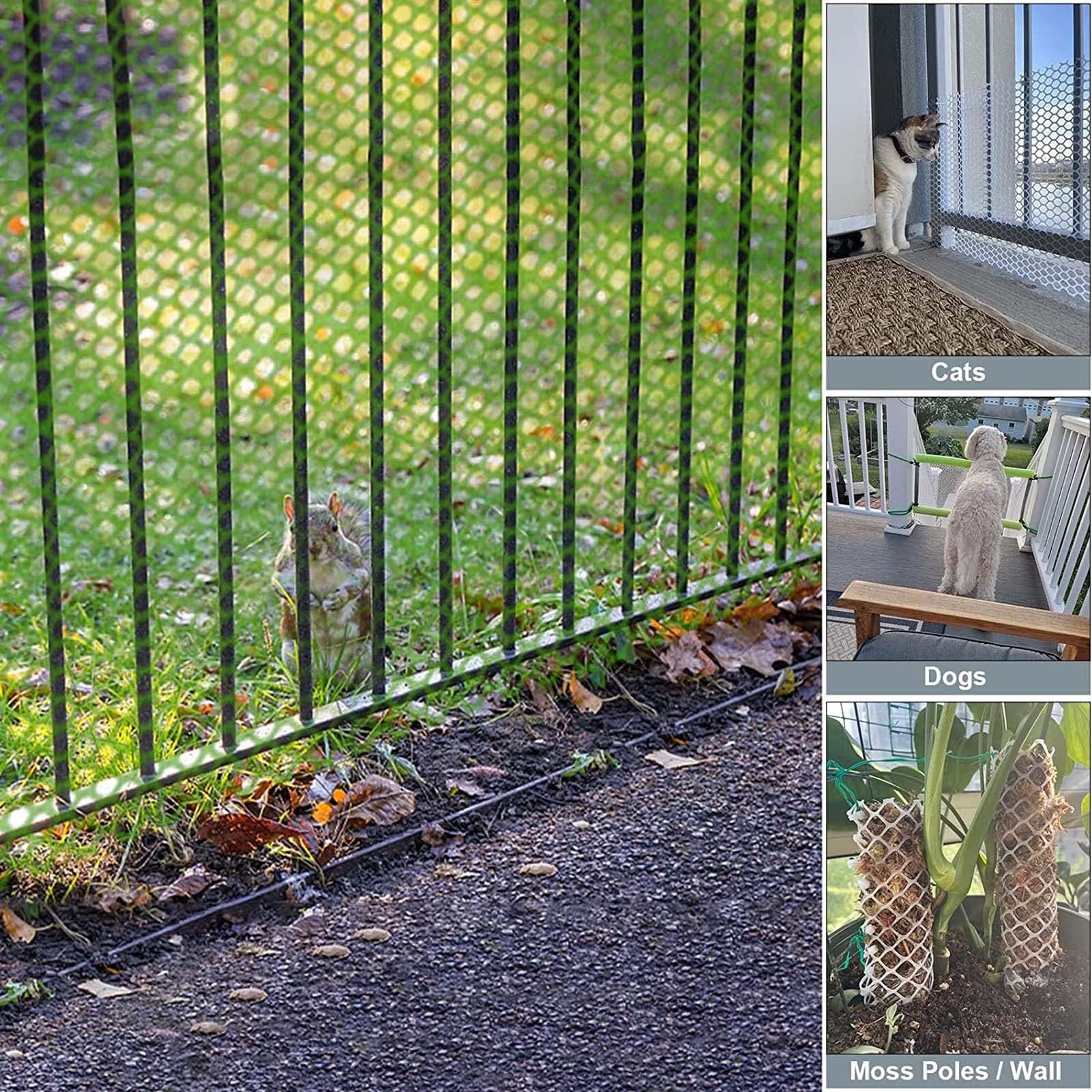 Rotolo di Rete Metallica in plastica con Fascette, Recinzione per marciapiede, Balcone, Patio, Rete per pollame, Gatti, Cani, Anatre, Fori esagonali