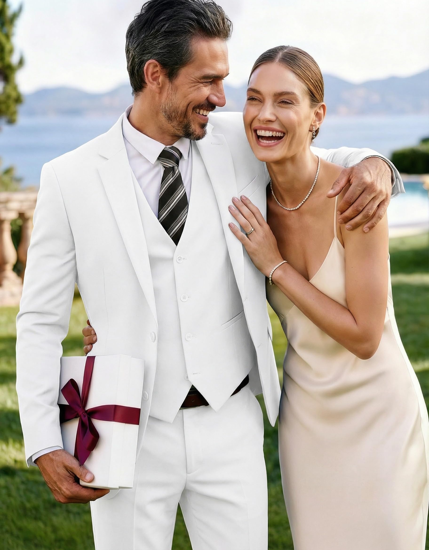 COOFANDY Completo da uomo in 3 pezzi, vestibilità classica, con 2 bottoni, per matrimoni, cene aziendali, balli, giacca e pantaloni