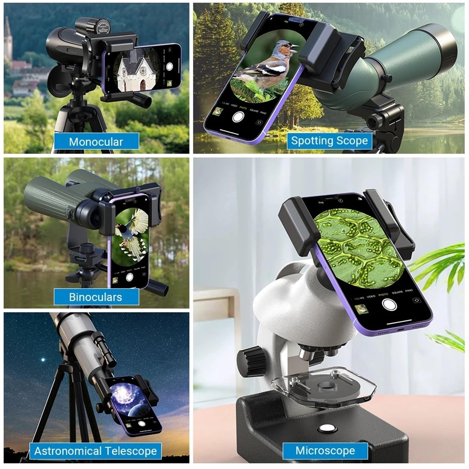 Adaptador de teléfono móvil for telescopio, Conector Binocular Giratorio for telescopio, Accesorio de Soporte for teléfono móvil