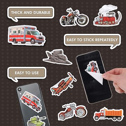 Miniatura 3 de 100 calcomanías para camiones y automóviles para botellas de agua, impermeables, estilo vehículo, para transporte, laptop, calcomanías decorativas