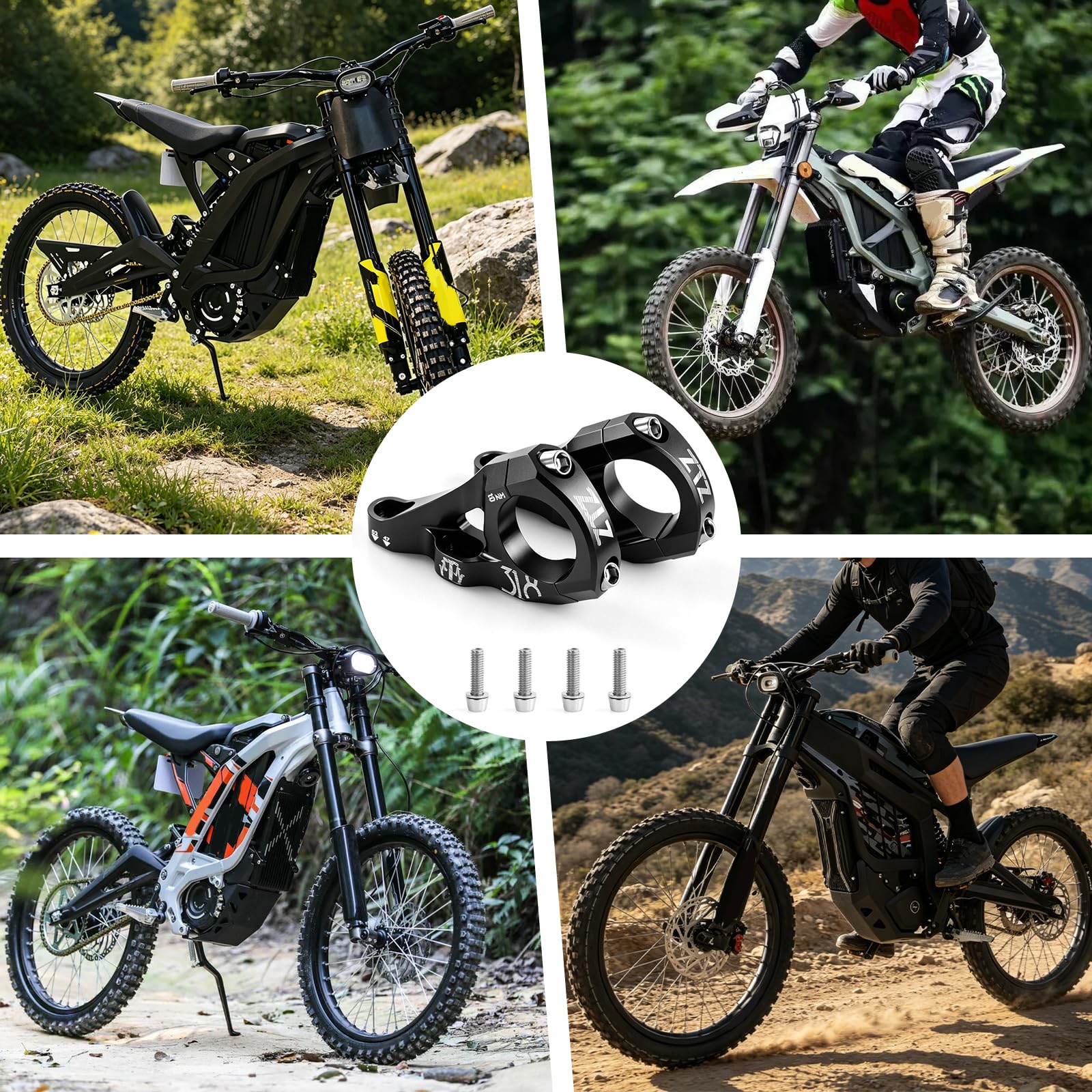 Mountainbike Direktmontage Vorbau mit 31,8mm Lenkerklemmung, 2-teiliges leichtes Split-Design für Dual Crown Gabeln, einstellbare Verlängerung 47-52mm(Schwarz)