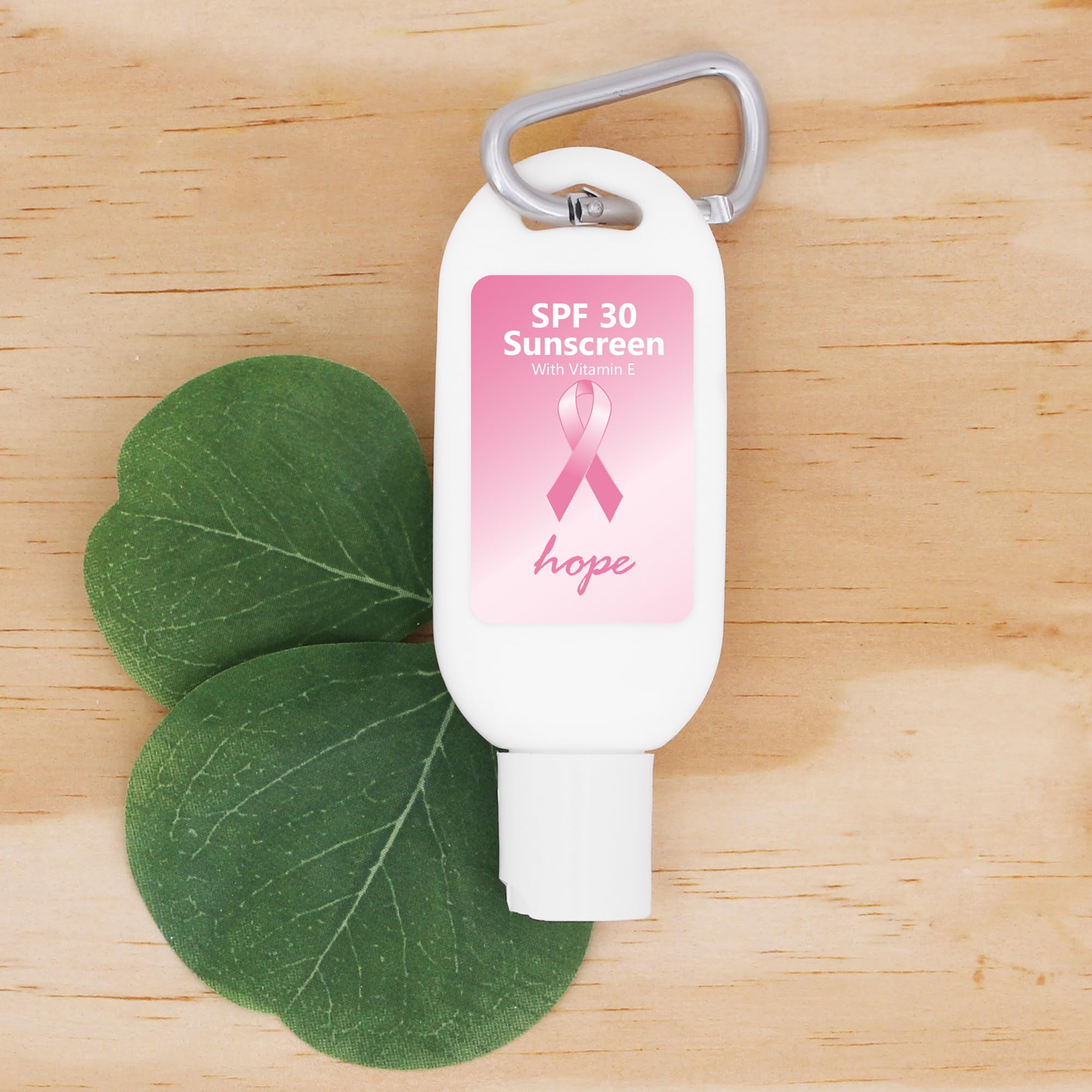 Breast Cancer Awareness Sunscreen with Carabiner SPF 30, Breast Cancer Awareness Bulk Items -Custom Sunscreen for Pink Ribbon - Hope Design (Set of 12)