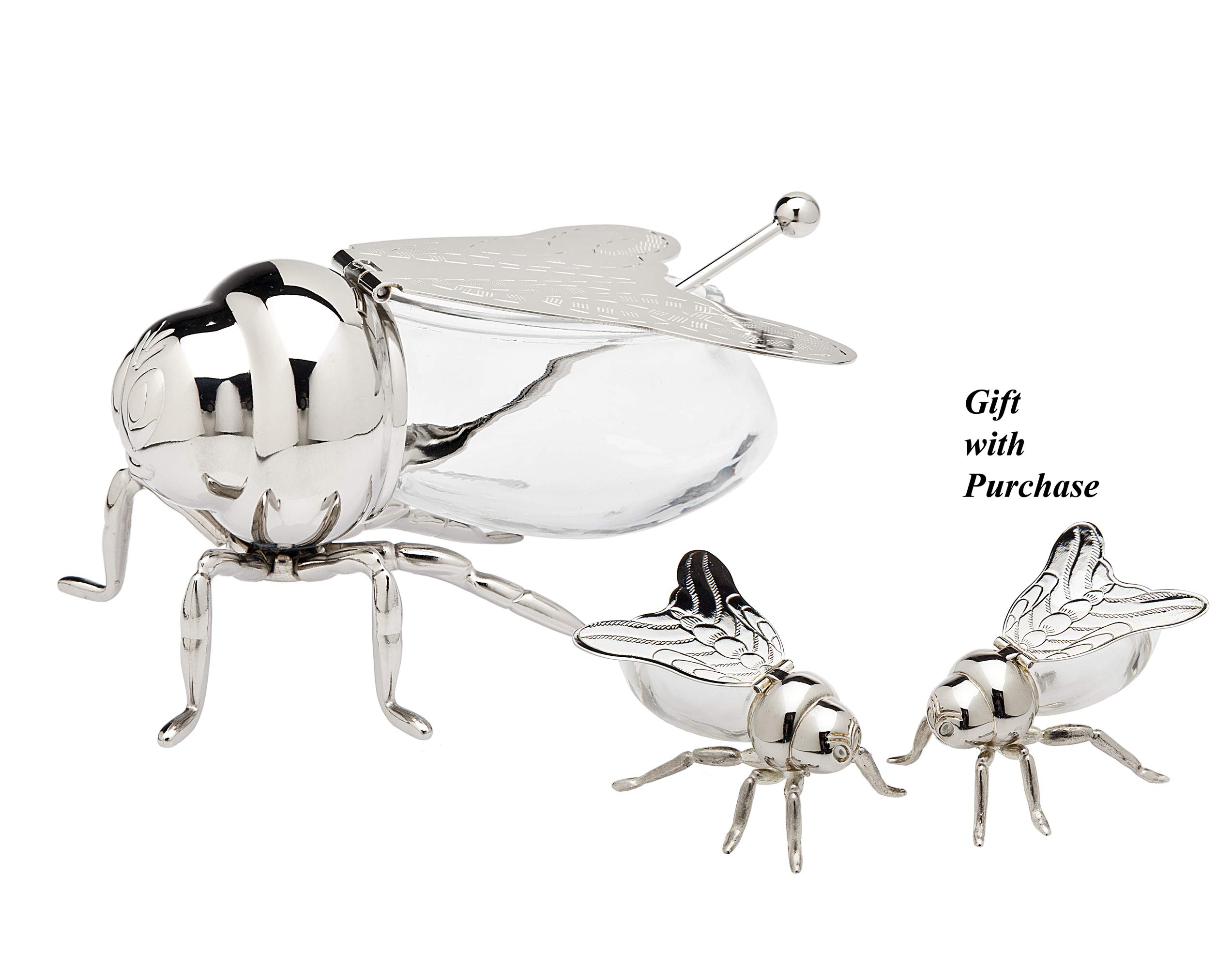 Godinger Bee Honey Dish Jar and Salt & Pepper Shaker Set
