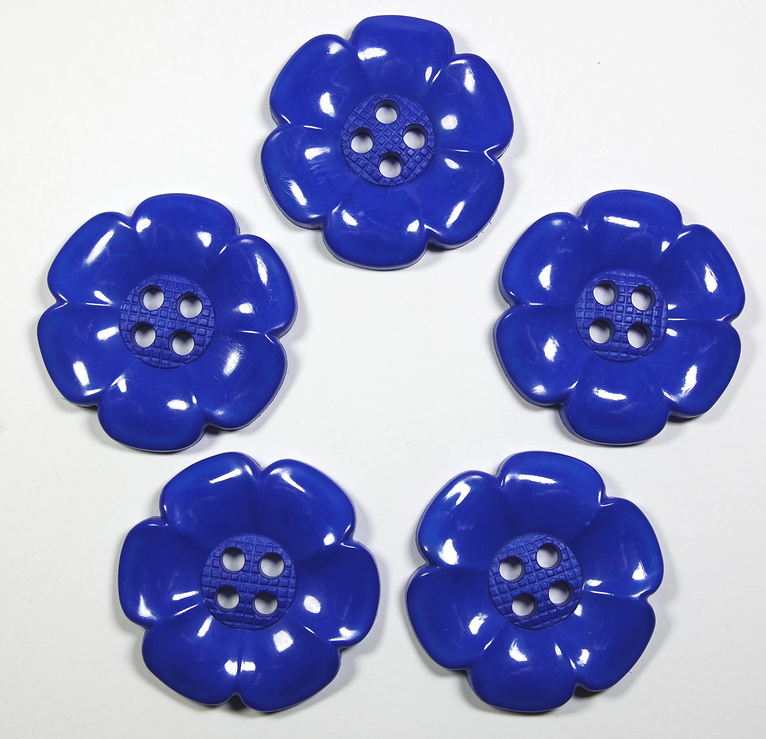 celloexpress Large Clown Flower Buttons - 63mm - Fancy Dress Sewing Daisy (Royal Blue, Pack of 10)
