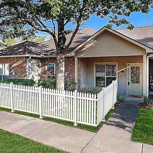 Paneles de valla de vinilo color blanco, 84 pulgadas de ancho x 36 pulgadas de alto, barrera de cercado decorativa de PVC para porche al aire libre,