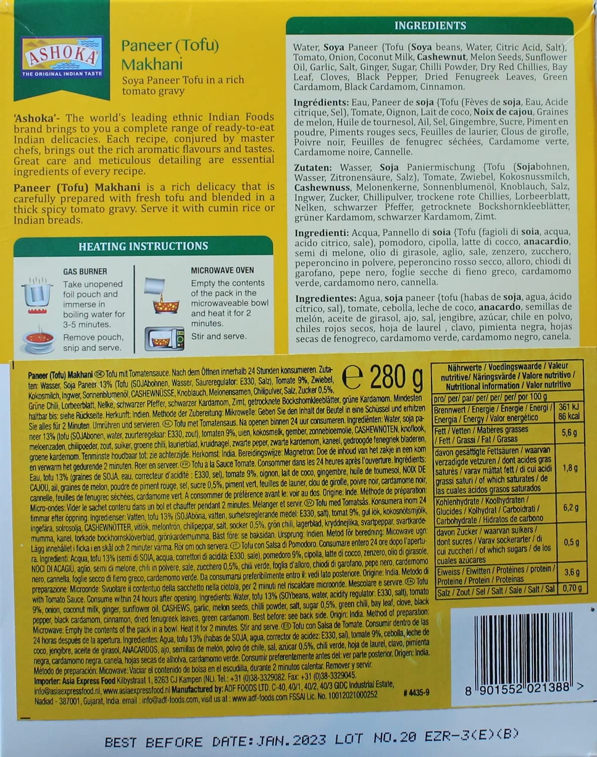 10x Indisches Fertiggericht MIX a280g aus Indien Tikka Mutter Paneer Curry Dal Palak Makhani Masala Aloo