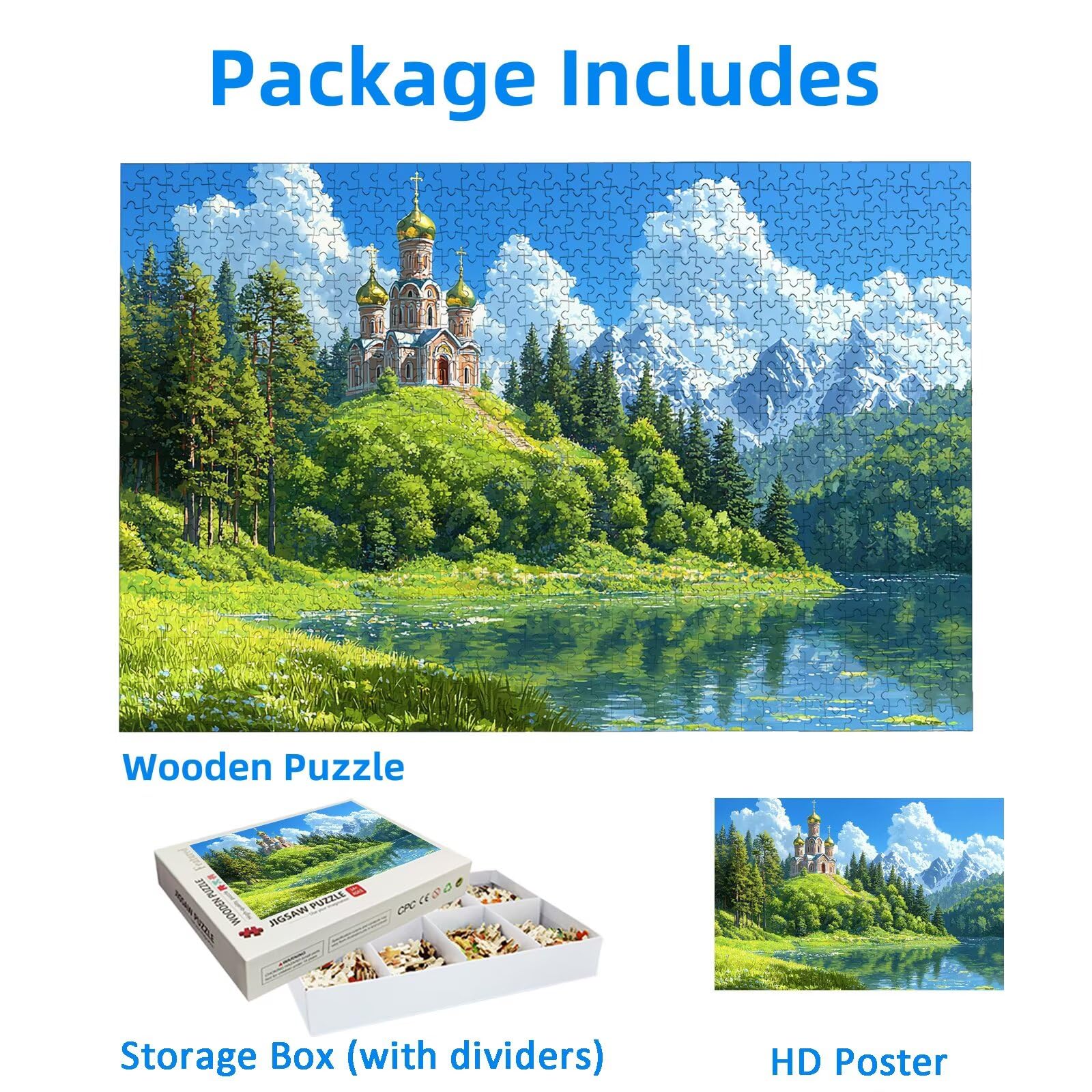 Puzzle 3000 Pezzi per Adulti, Puzzle Paesaggio3000 Pezzi Arte per Adulti e Ragazzi, Misura: 122x80 cm, Puzzles Castello in Legno Impegnativi, Puzzles per Idea Regalo Donna, Decorazioni Casa, -1870