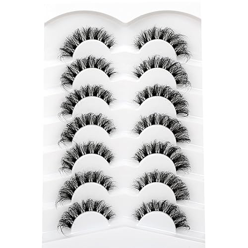 Miniatura 473 de Pooplunch Pestañas postizas de pelo de visón sintético, estilo de ojo de gato, paquete de pestañas postizas naturales esponjosas, paquete múltiple