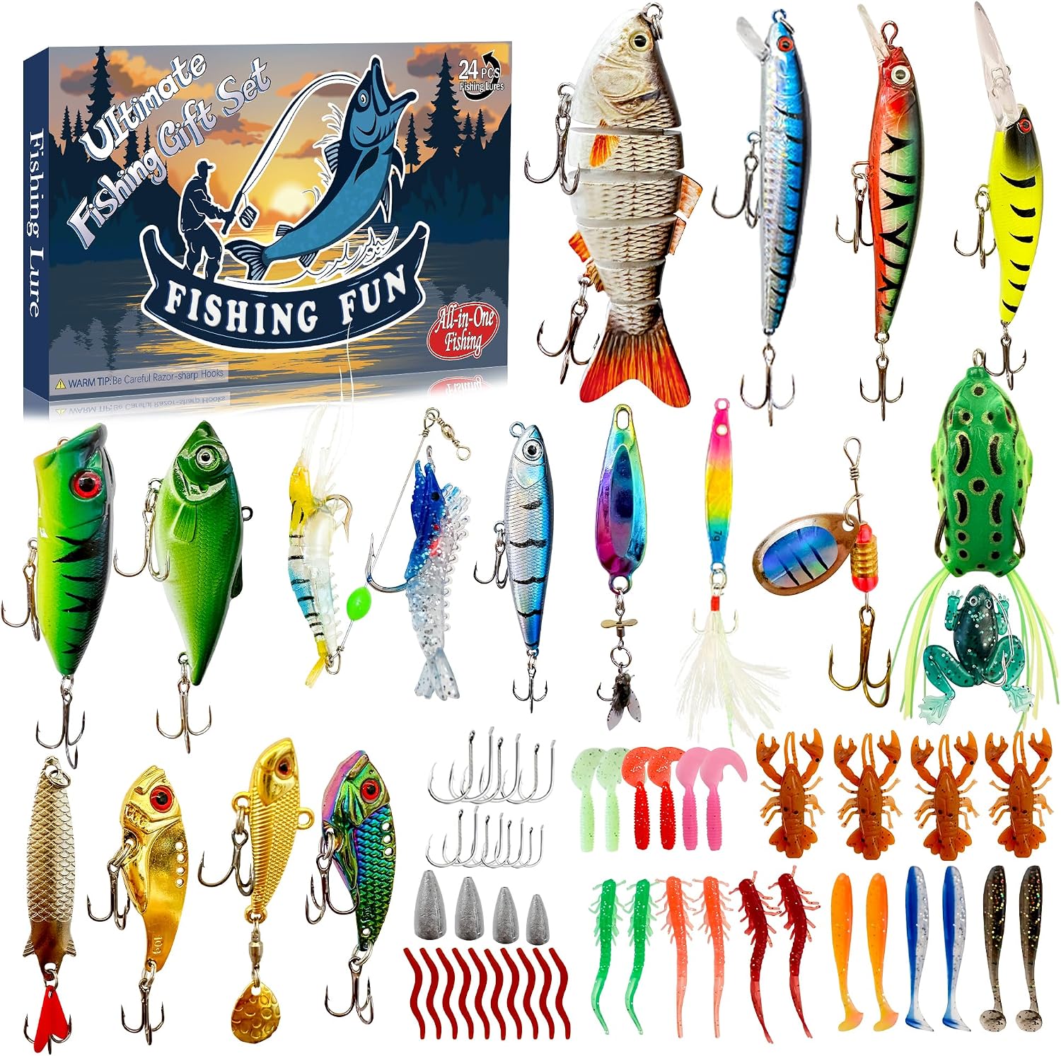 Fishing Advent Calendar 2026, 24 Days of Fishing Lure Christmas Countdown, Lifelike Multi Jointed Swimbait Set, Suitable Gifts For Anglers Adult Men Fishermen Dads Father Granpa Brother Boyfriend
