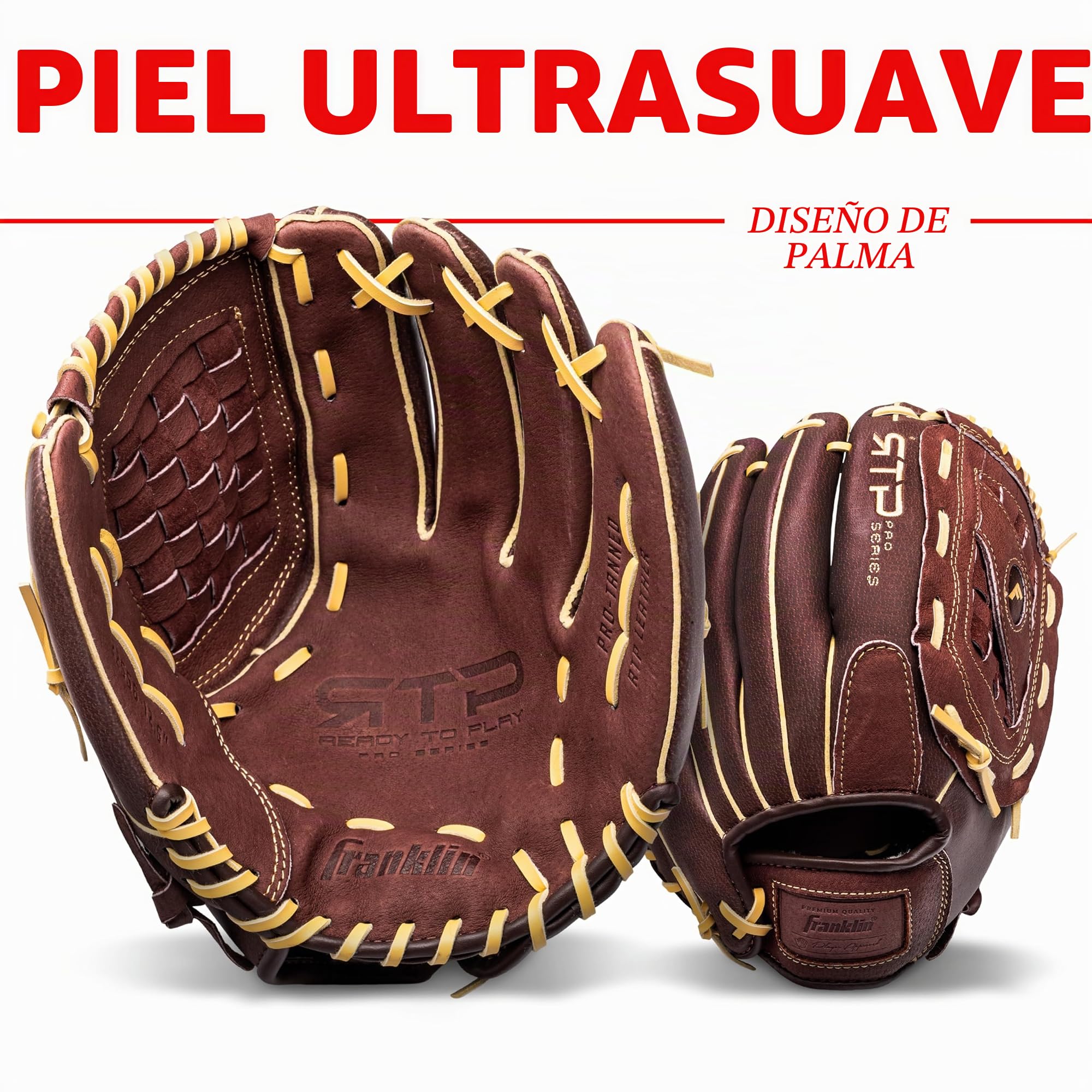 Franklin Sports RTP Pro - Guantes de béisbol para Adultos y Adolescentes, Color Camello