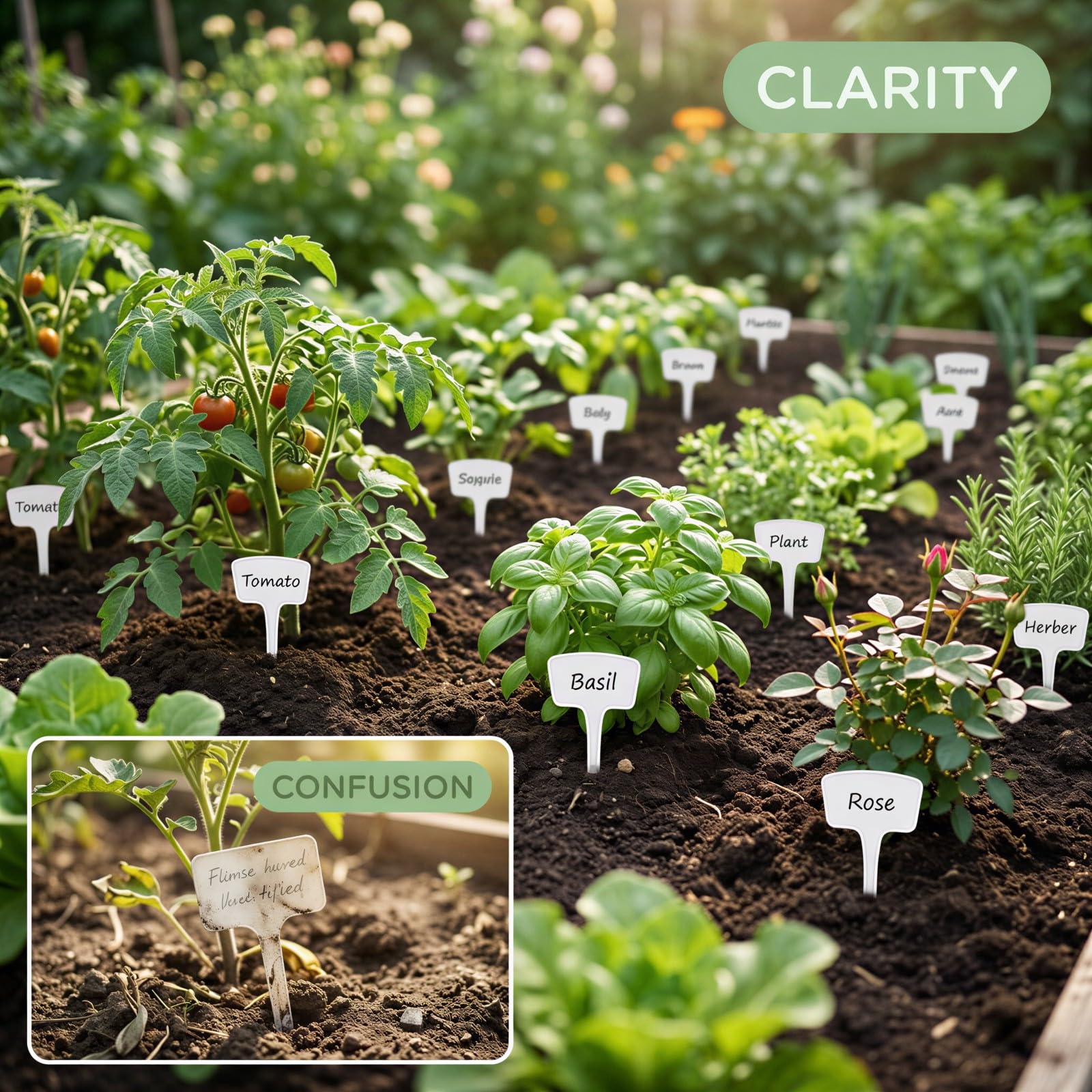 100 étiquettes de jardin pour plantes, format T, blanches, 27 cm, en plastique réutilisable, imperméables pour extérieur, avec stylo d’écriture, idéales pour identifier les plantes au jardin