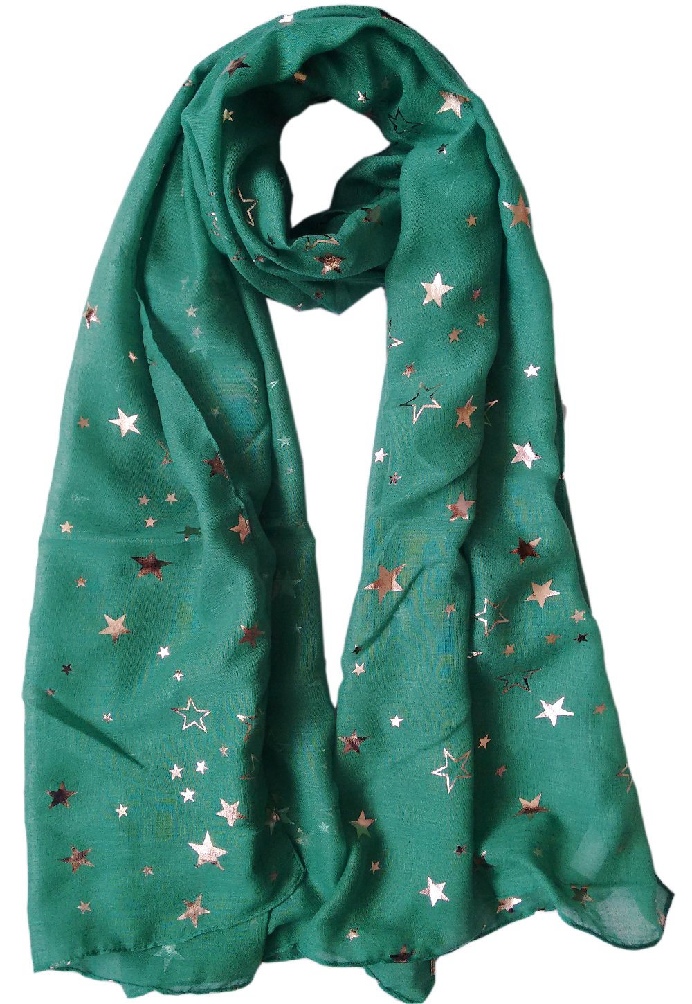 Glamlondon Women's Z-Green-New Galaxy Scarf Rose Gold Glitter Foil Stars Print Party Wedding Fashion Wrap (Z-Green-New)