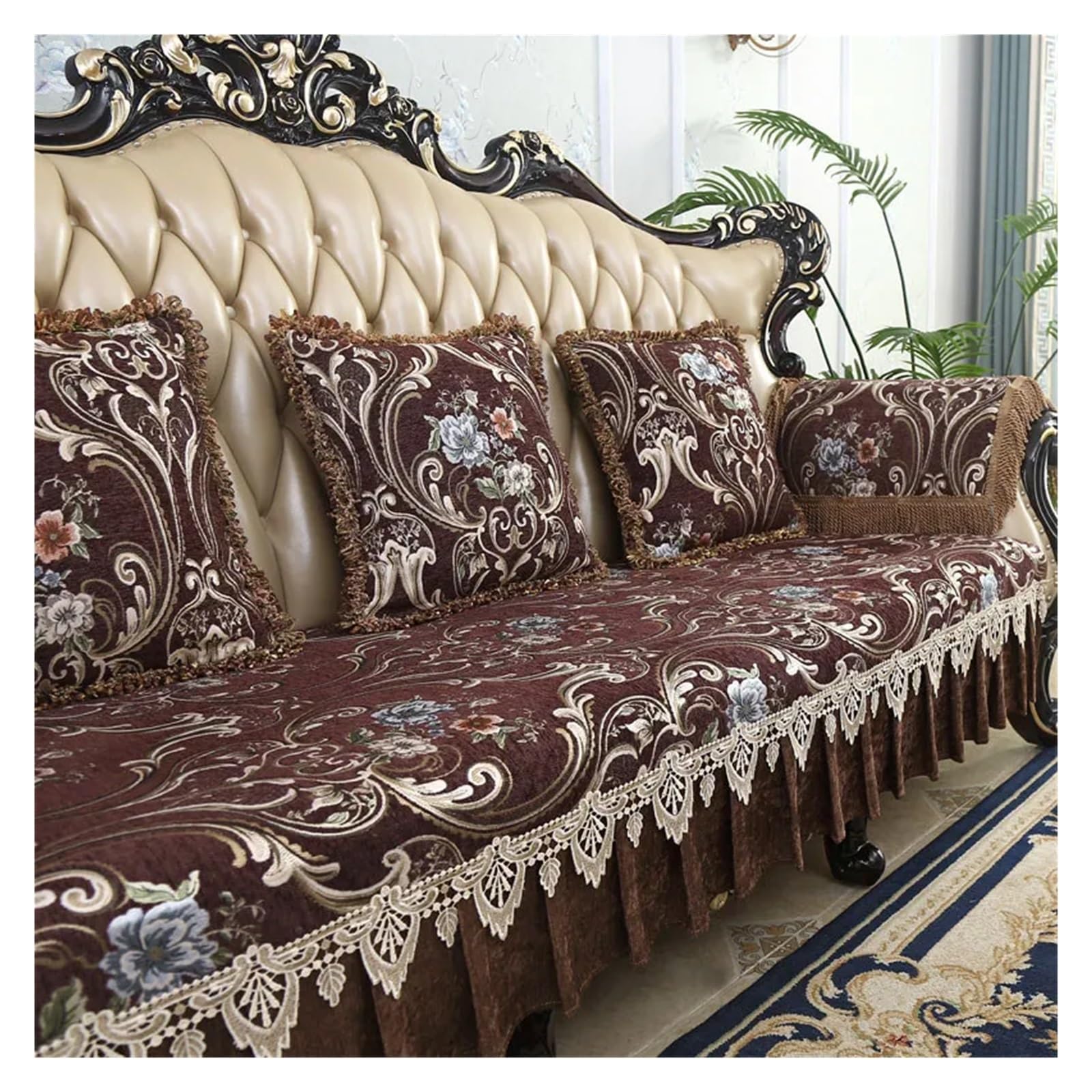 GCYEIDMA Vintage Sofa Cover Vintage Sofa Cover, 1 2 3 Seater, Couch Slipcovers, Leather Armchair, Furniture Protector, 4 Seat(Coffee,Backrest-80x180cm)