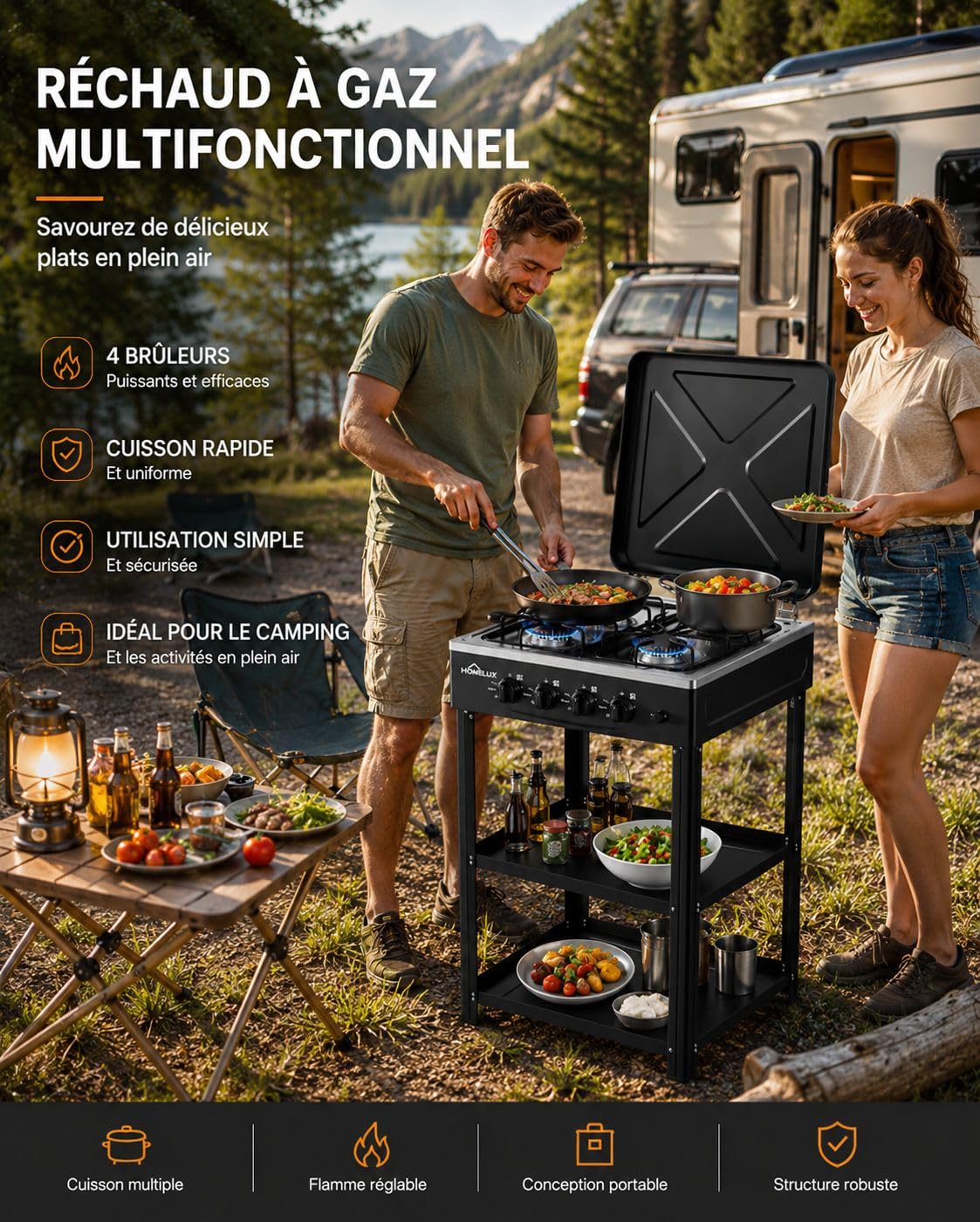 Réchaud à Gaz 4 Brûleurs 6,2 kW