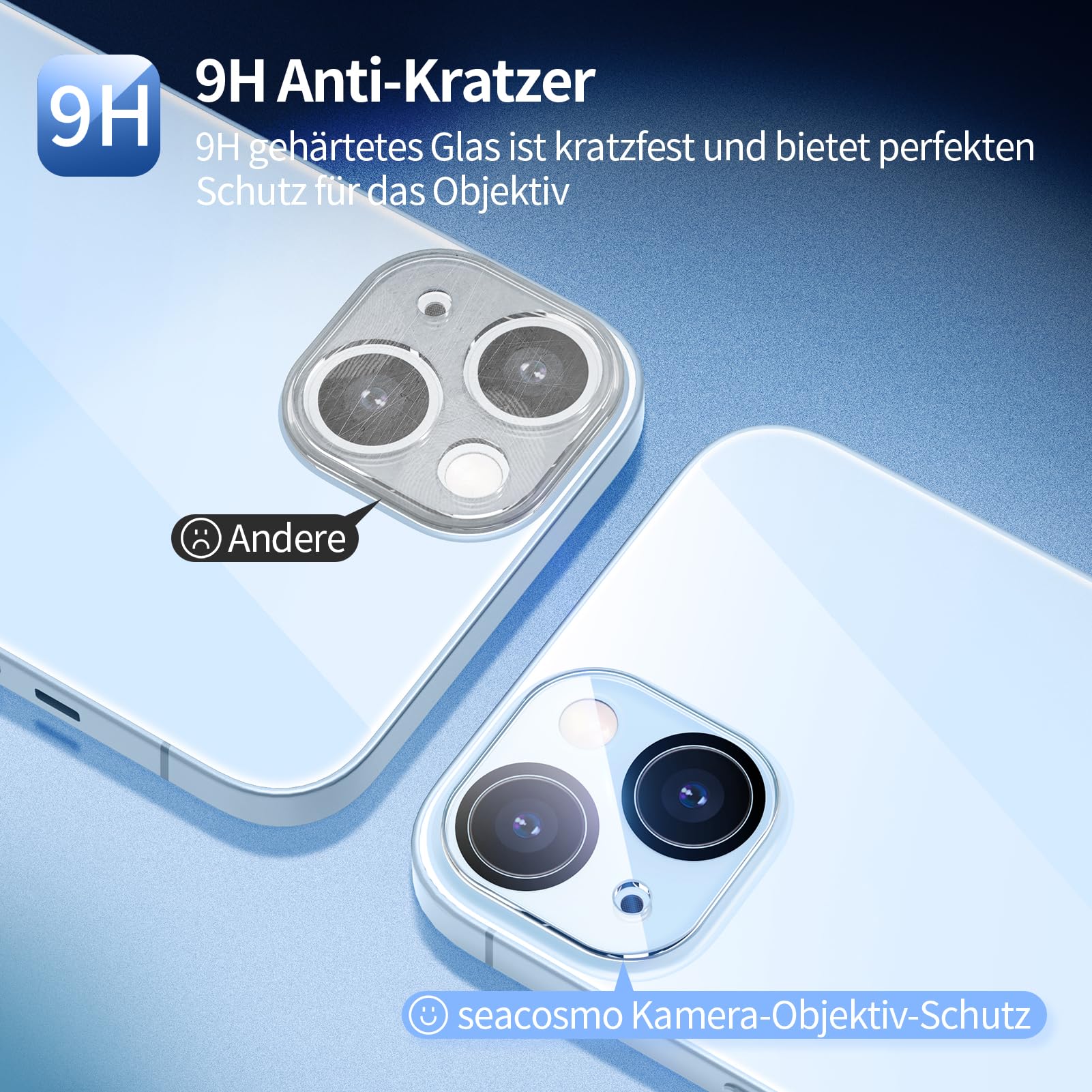 seacosmo Kompatibel für iPhone 14 Hülle mit eingebautem Panzerglas Displayschutz und Kamera Schutzfolie [9H HD], 360 Grad Handyhülle Ganzkörper Stoßfeste iPhone 14 Case - Schwarz