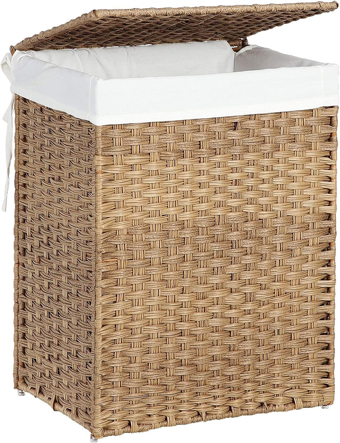 ORCHID M® 90L Laundry Basket with Lid, Hand-woven Laundry Basket, Woven Storage Basket, Decorative Basket for Living room, Pillows, Blankets, Clothes, 23.8 Gal Capacity