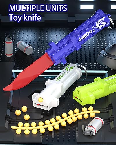 Miniatura 2 de Cuchillo de hoja de plástico retráctil Daga de juguete retráctil ideal para Halloween Cosplay seguro truco juguete para diversión verde