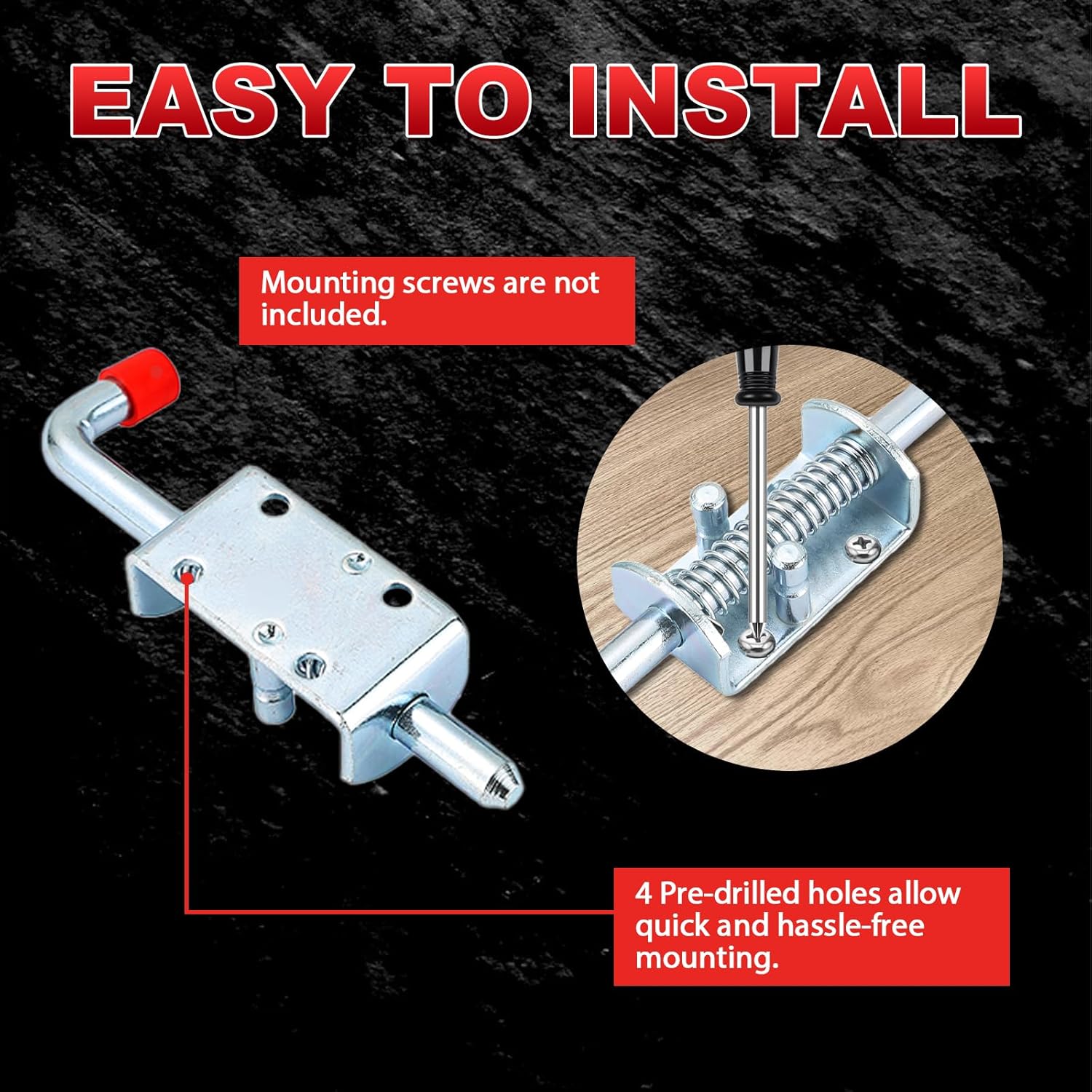 MAOPINER Spring Loaded Latch Pin, 6.5" Metal Barrel Bolt Lock w/Grip, 4PCS Heavy Duty Zinc Spring Latch for Ramp Door, Fence, Gate, RV, Trailer (4)