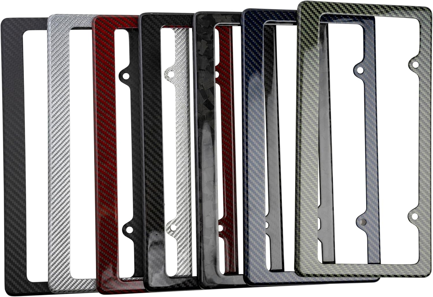 100% Real 3K Twill Weave Pure Carbon Fiber Car License Plate Frame, UV Protection, Front Rear Universal Fit USA Canada Mexico Standard Size Tag Holder Model 001 (Silver)