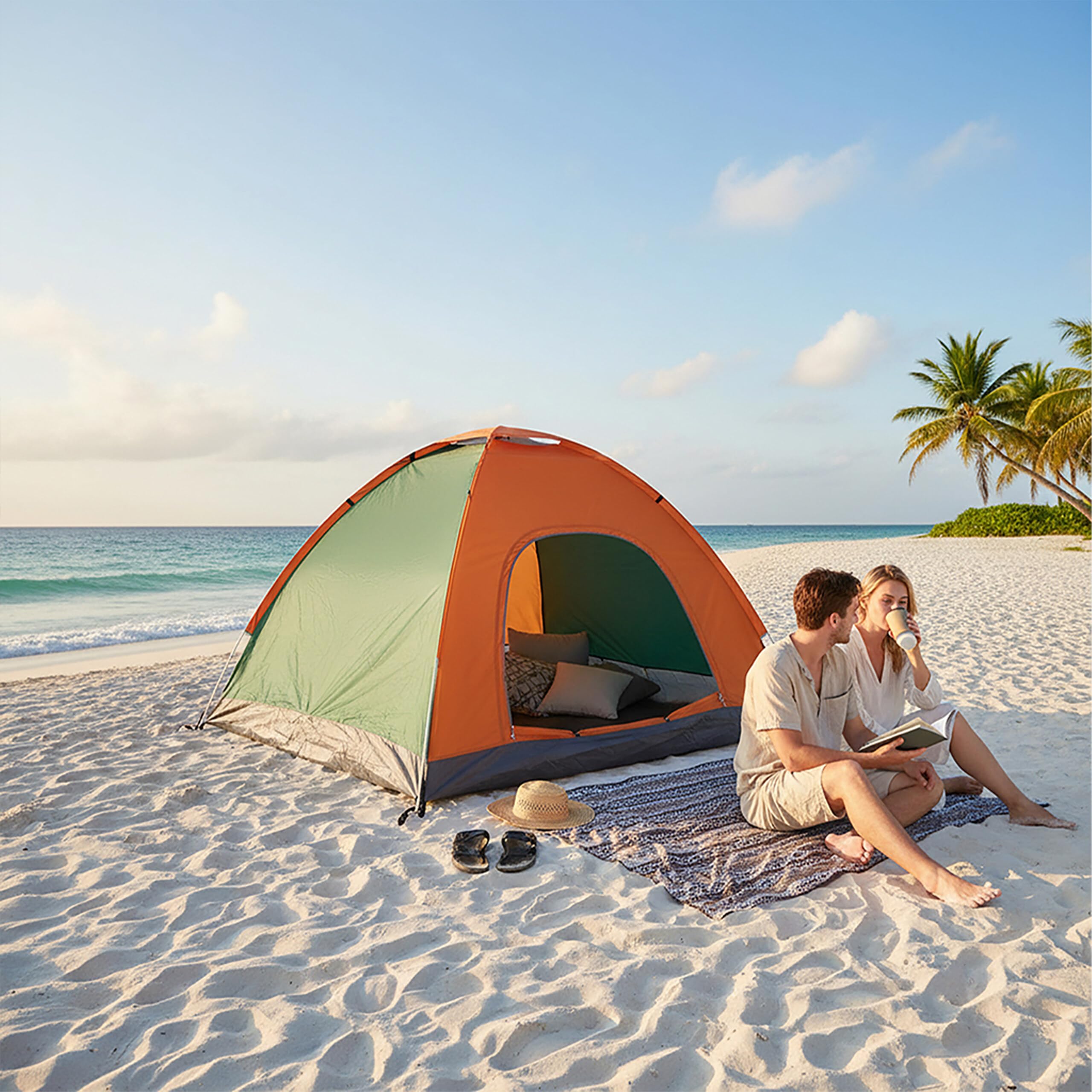 Relaxdays Tente de Camping Pop-up 3 Personnes Hydrofuge, randonnée, Festival, 135x200x200 cm, Bleu