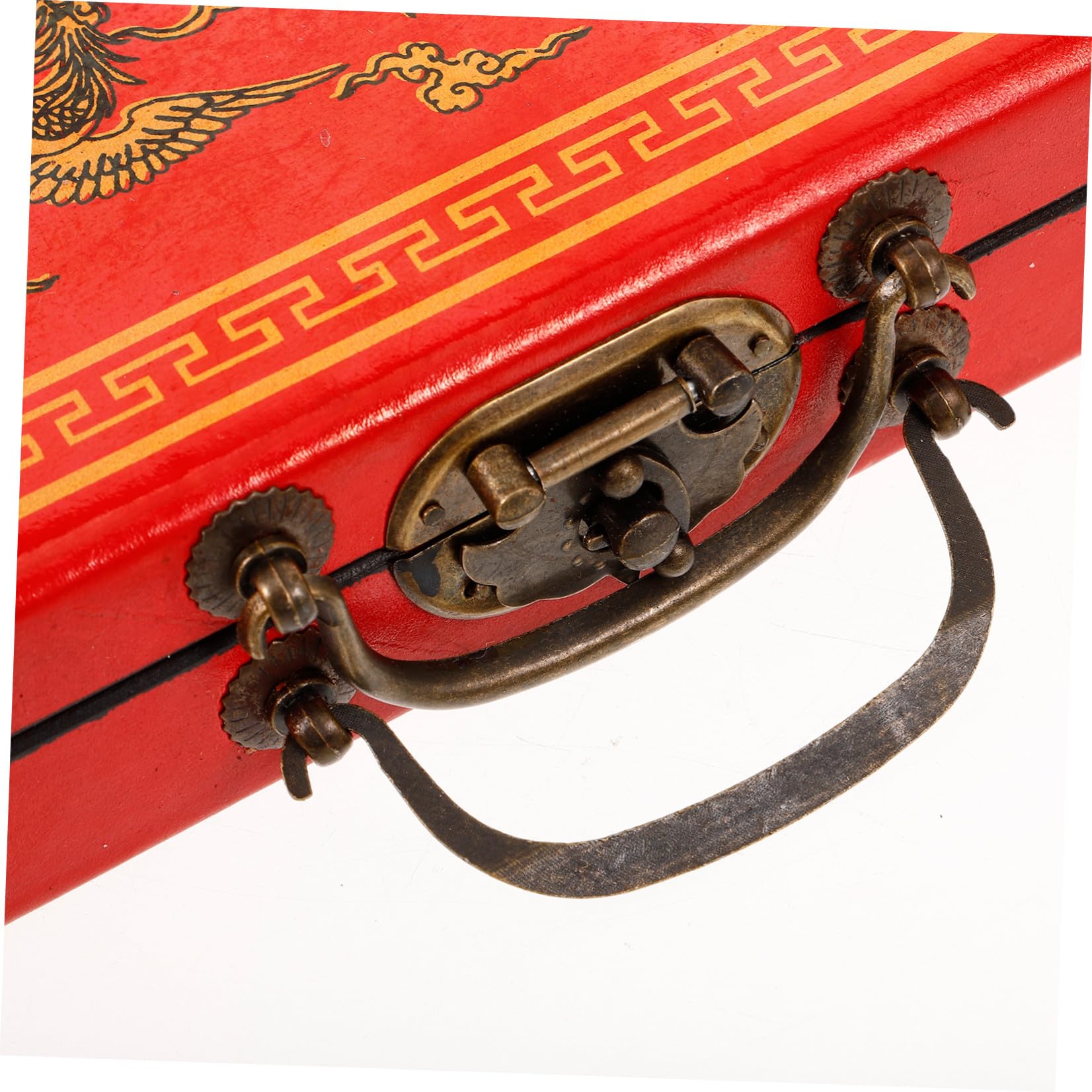 Cabilock 4 Pièces Boîte de Mahjong Vintage Rouge Poignée, Rangement