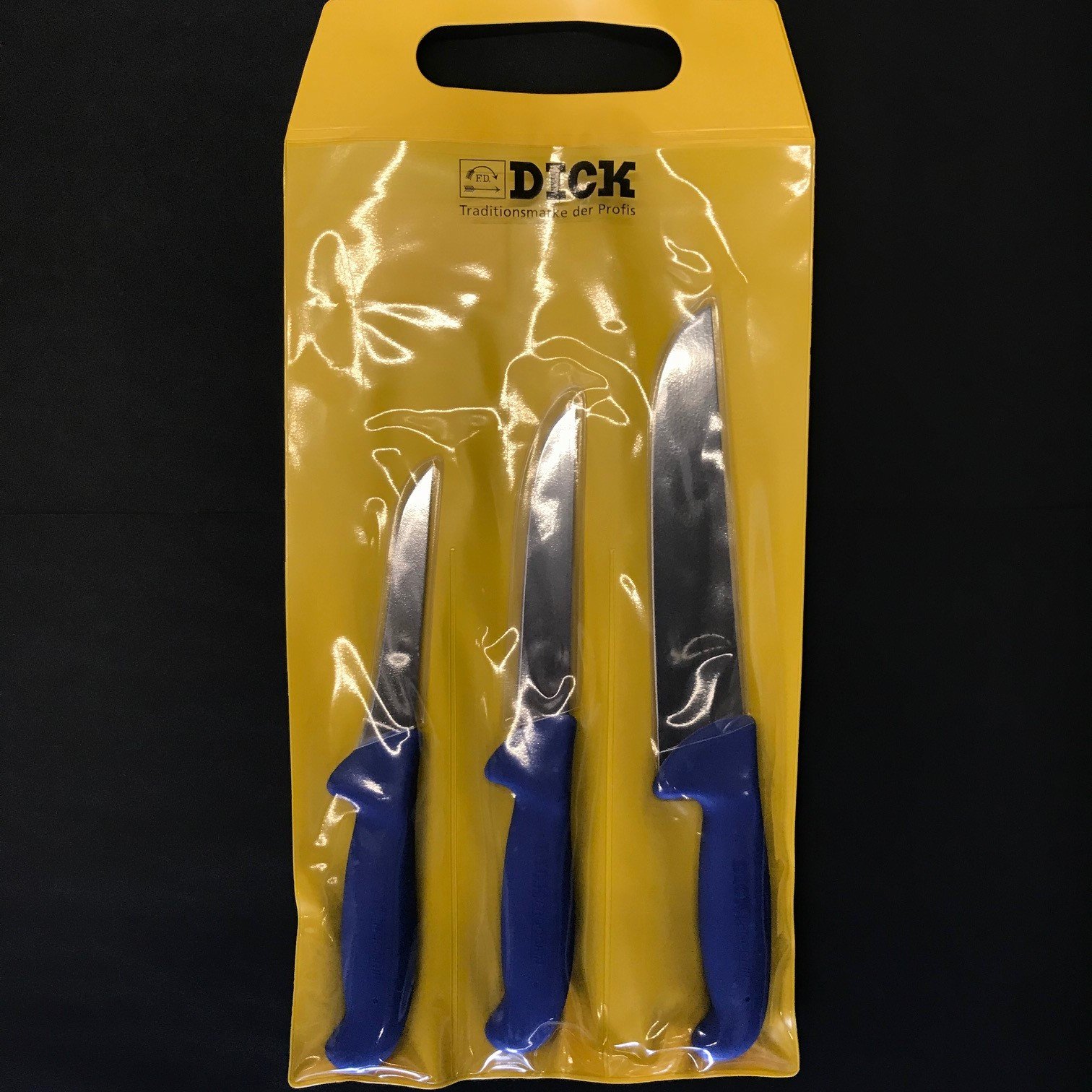 DICK 8255300 Messer-Set 3T Ergo Grip, Stahl, Blau, 48 x 22 x 1.8 cm, 3-Einheiten