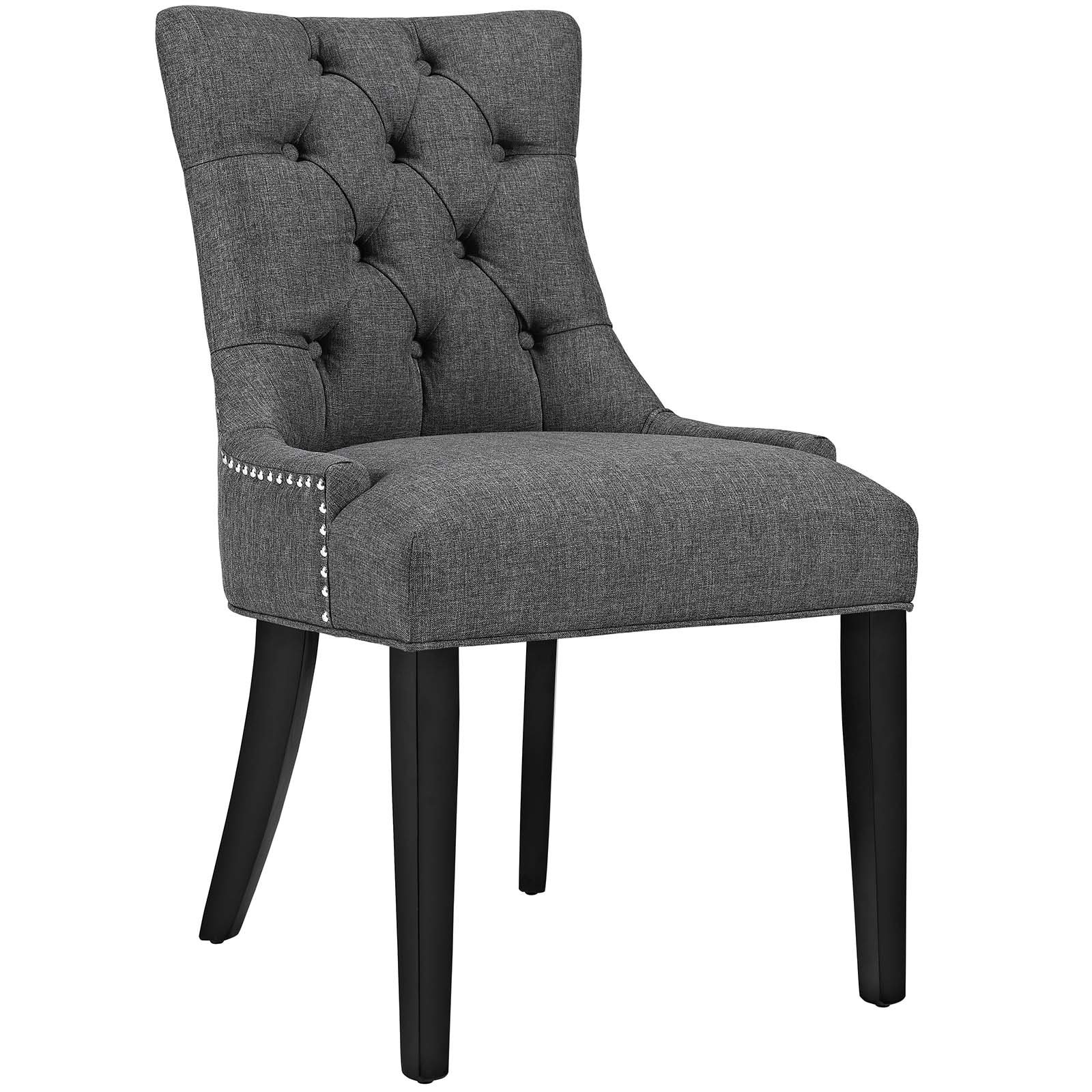 Modway Regent Modern Elegant Button-Tufted Upholstered Fabric with Nailhead Trim, Dining Side Chair, Gray