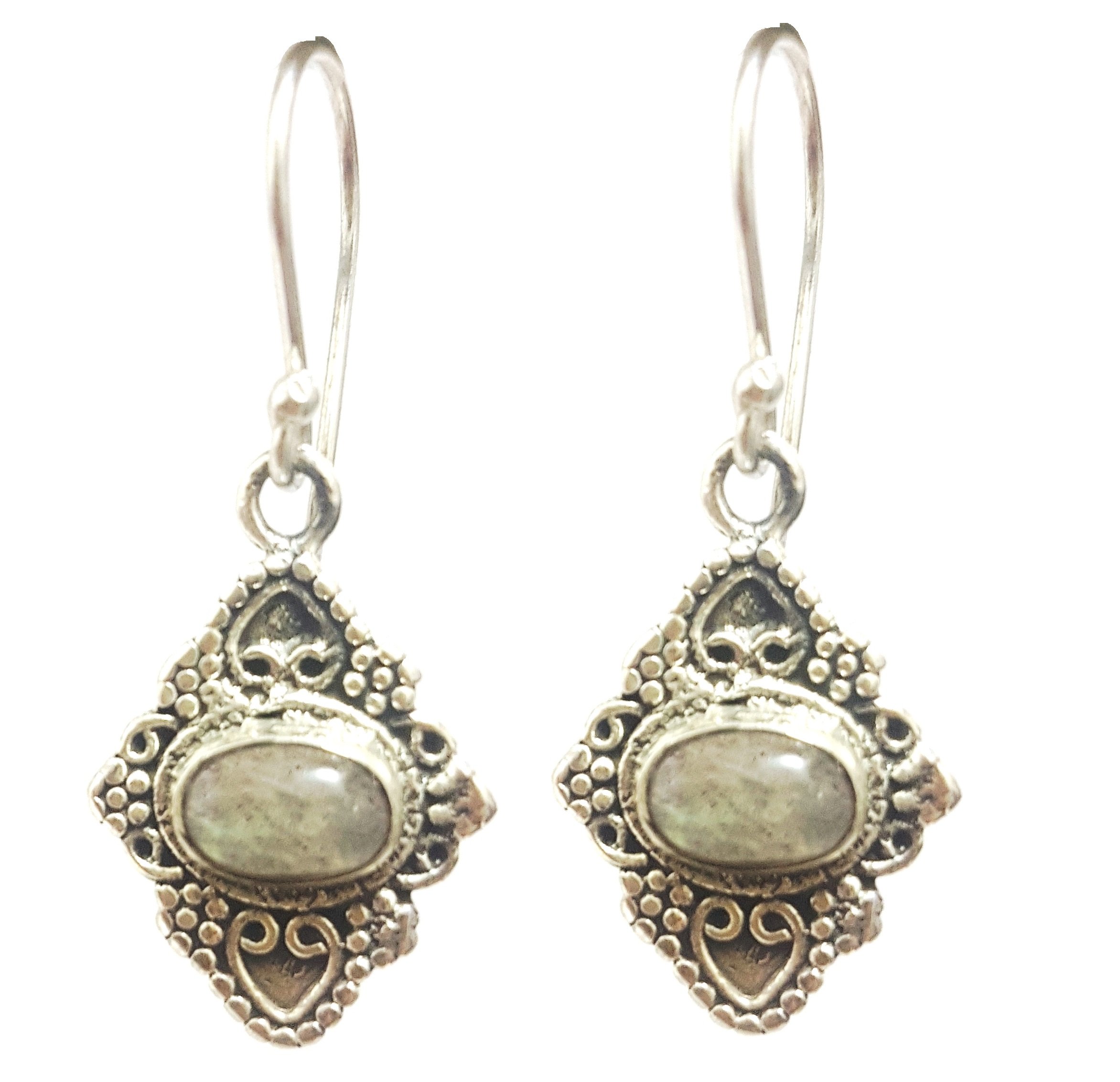 Silvertree925 Fashionable labradorite earring in PURE Sterling Silver(ST753)