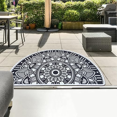 Miniatura 4 de Tapete bohemio semicircular para entrada interior, 36 x 24 pulgadas, absorbente, antideslizante, para dormitorio, parte delantera y trasera, para