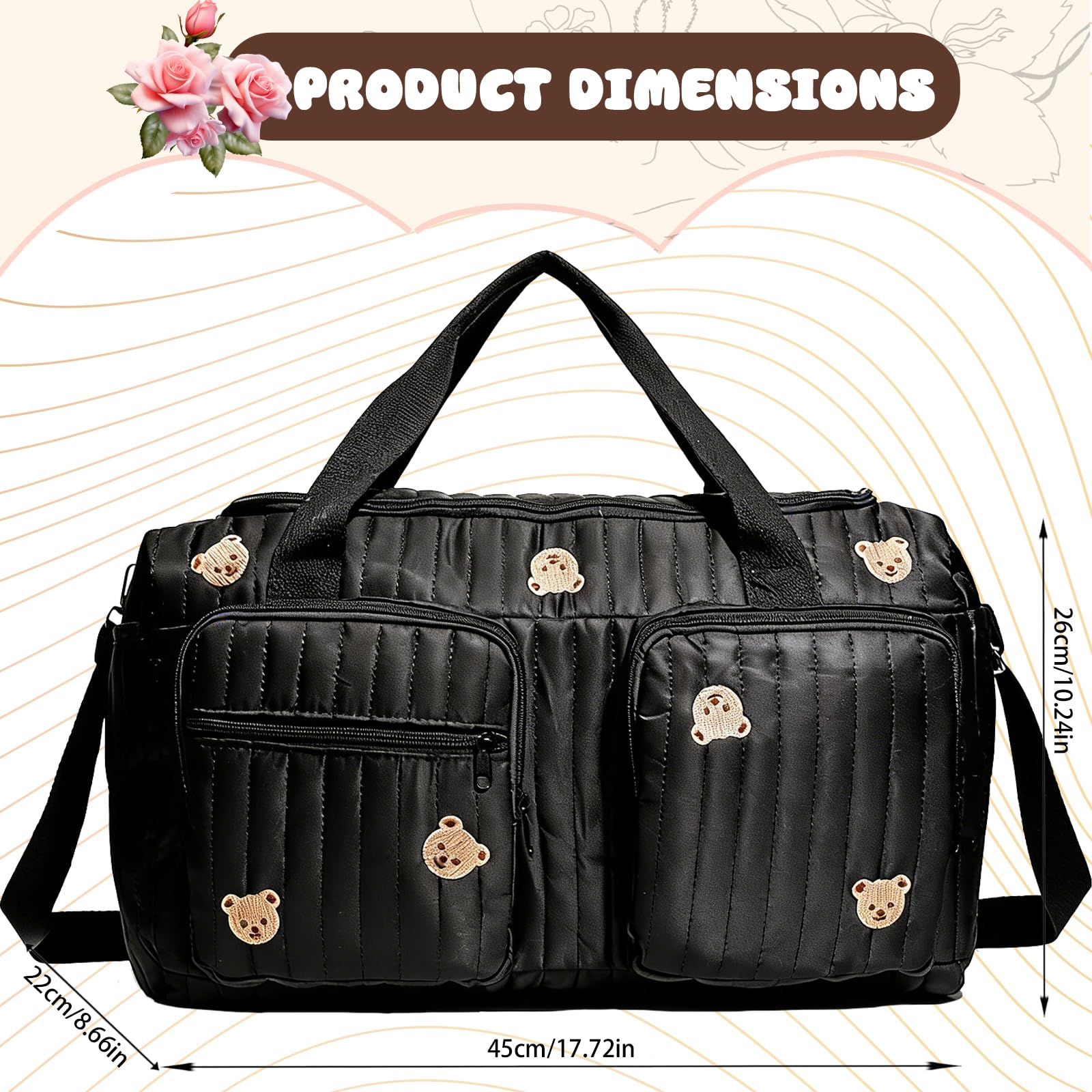 YOUYIKE Sac Langer Maternité Grande, Sac pour l'hôpital, Change Bebe Mommy Bag Matelassé, pour Accouchement à l’Hôpital, Voyage, Camping, Maison, Shopping - 3