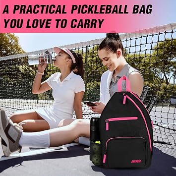 AEROBIX Pickleball Bag for Women & Men, Pickle Ball Backpack - Upgraded Zippers, Large Capacity, Padded Paddle Pocket, Adjustable Sling Bag (No Accessories)