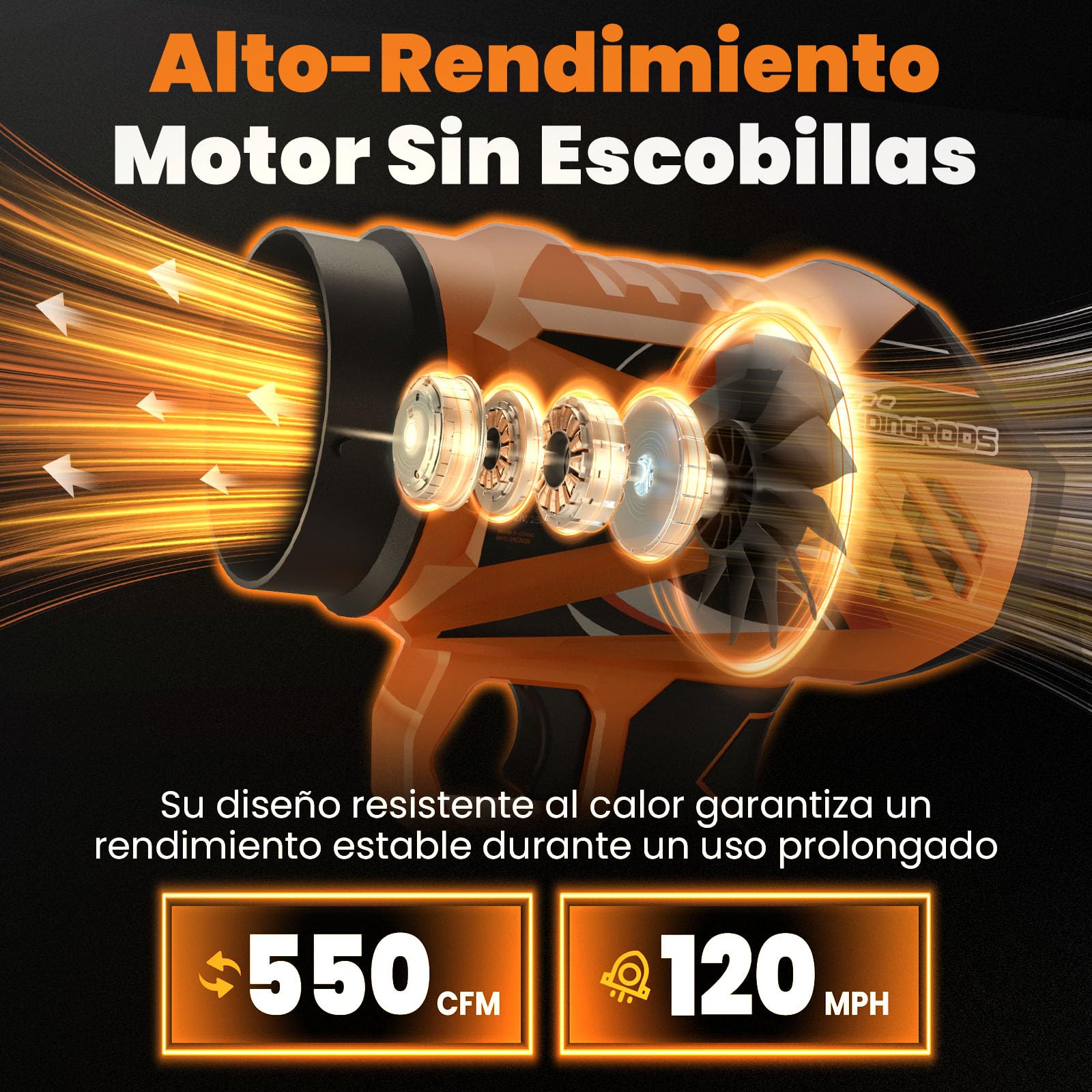 maXpeedingrods Sopladores de Hojas, Turbo Motor sin escobillas | con 2 baterías de 4,0Ah, 193km/h y 934m³/h, 3 boquillas, 1,35kg Soplador portátil para Auto, jardín, Hojas, Polvo y Nieve