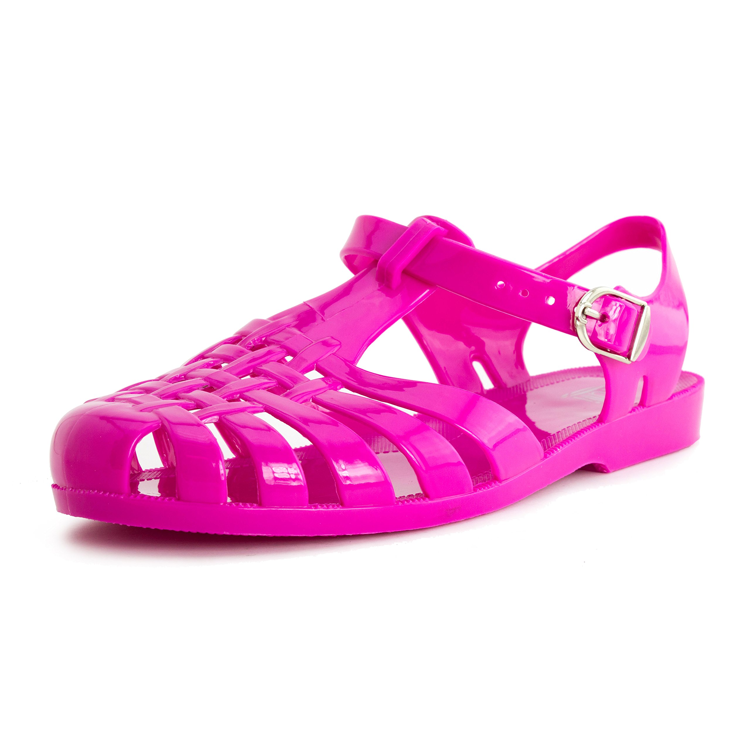 Women Buckle Closure Slingback Sandals Womens Hot Pink 10