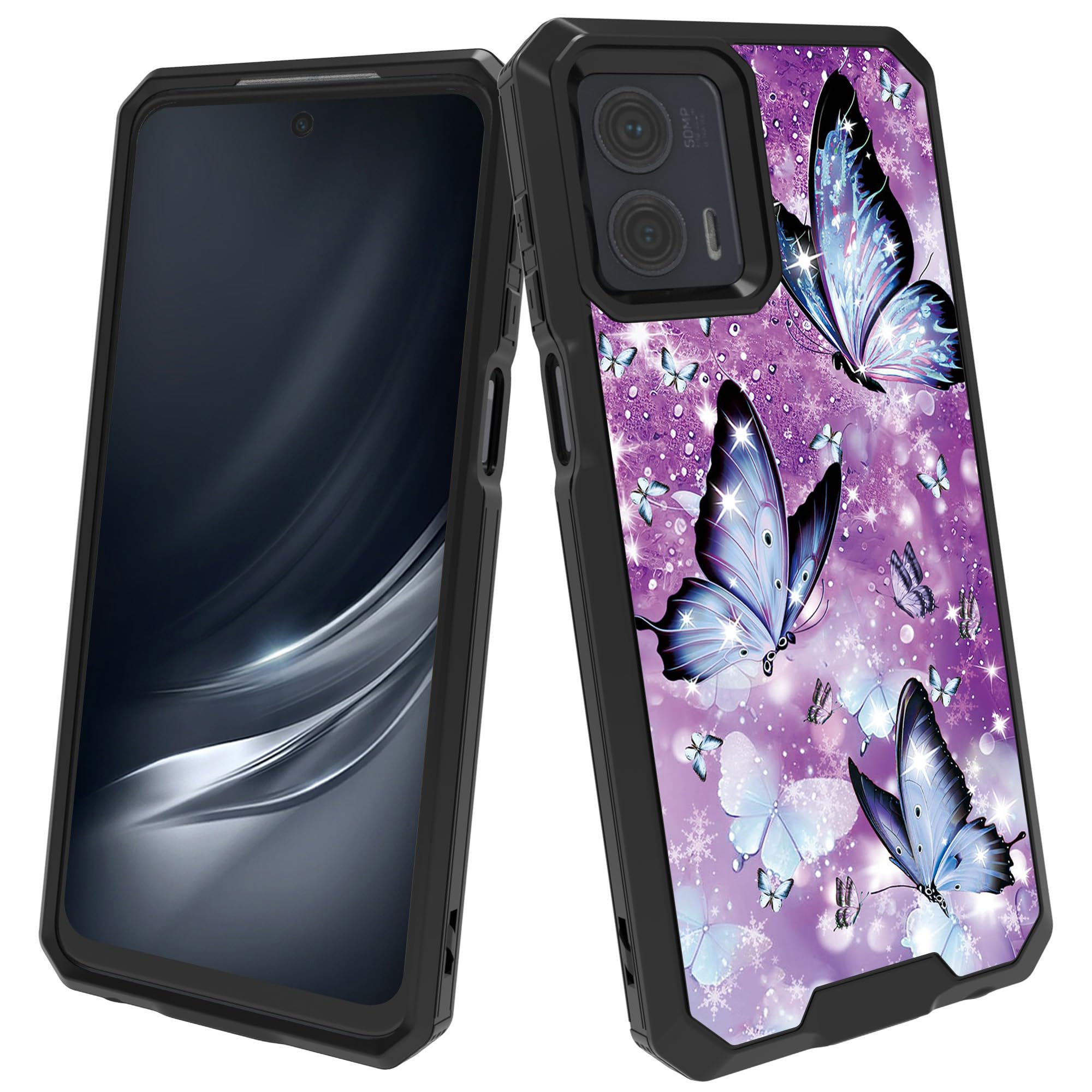 Ästhetische Handyhülle Für Moto G Power 2023 – Zeitungs-Collage Mit Schmetterlingen, TPU, Stoßfest
