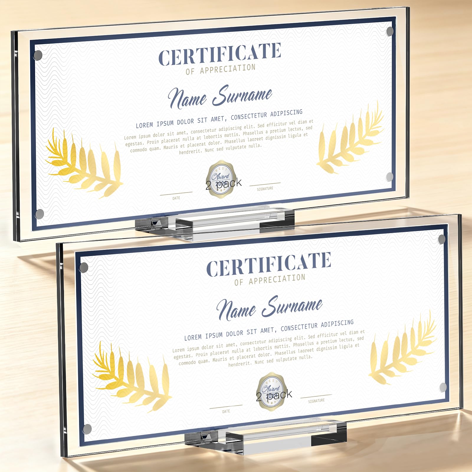Photo 1 of Yncotte Business License Frame, 2pcs Acrylic Certificate Holder