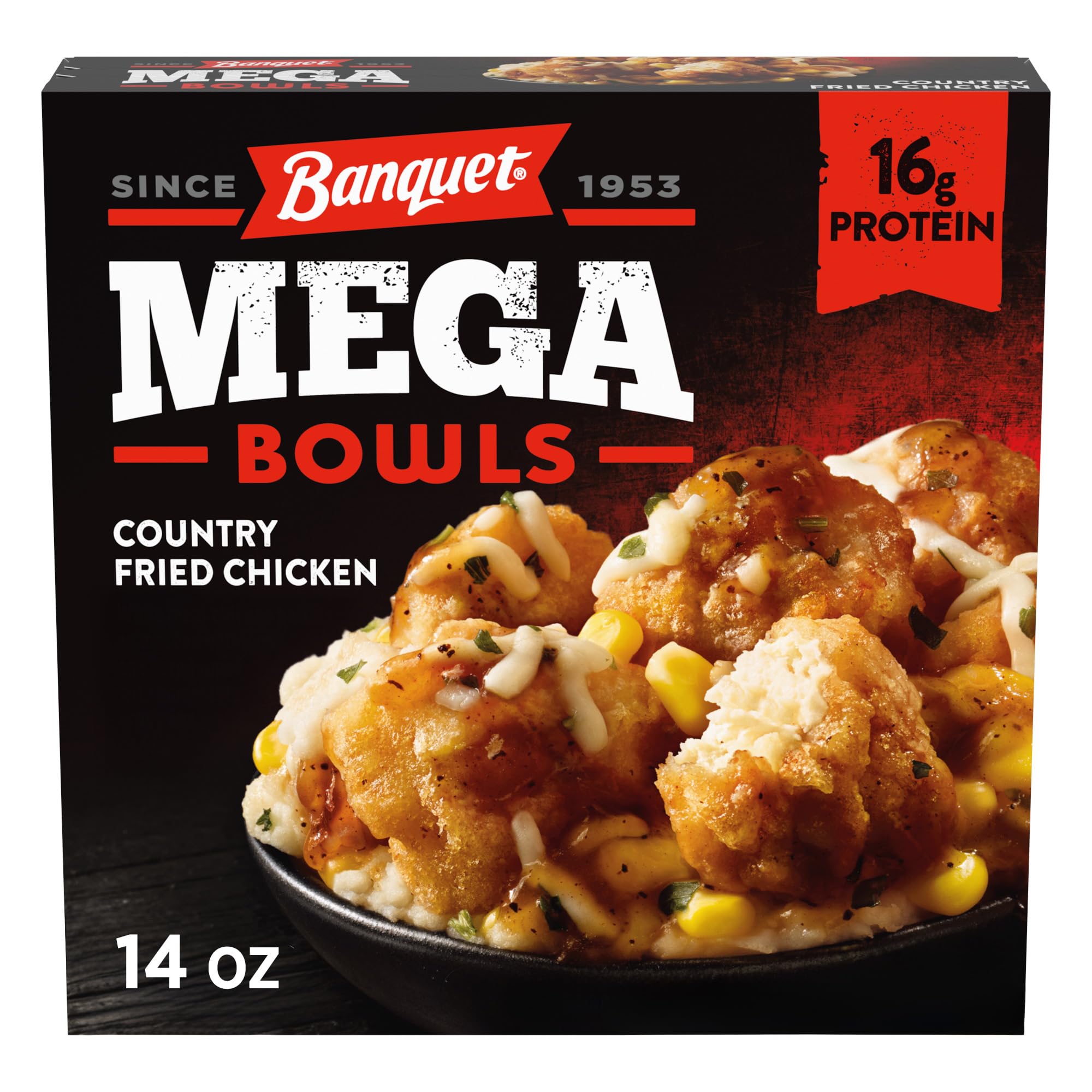 Banquet Mega Bowls Country Fried Chicken Frozen Meal, 14 oz