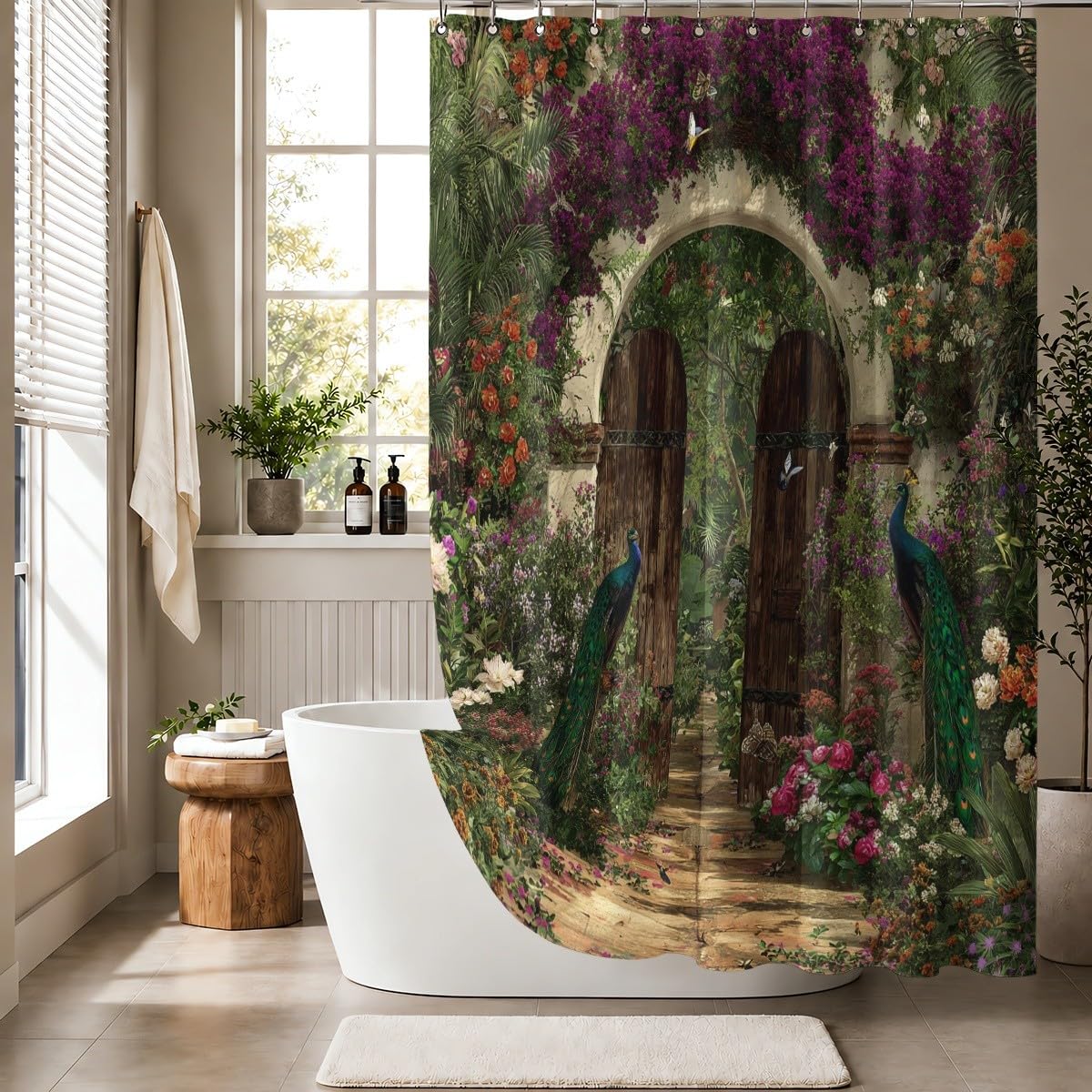 Generico Tenda Doccia 240x200 cm Verde Impermeabile per Vasca da Bagno